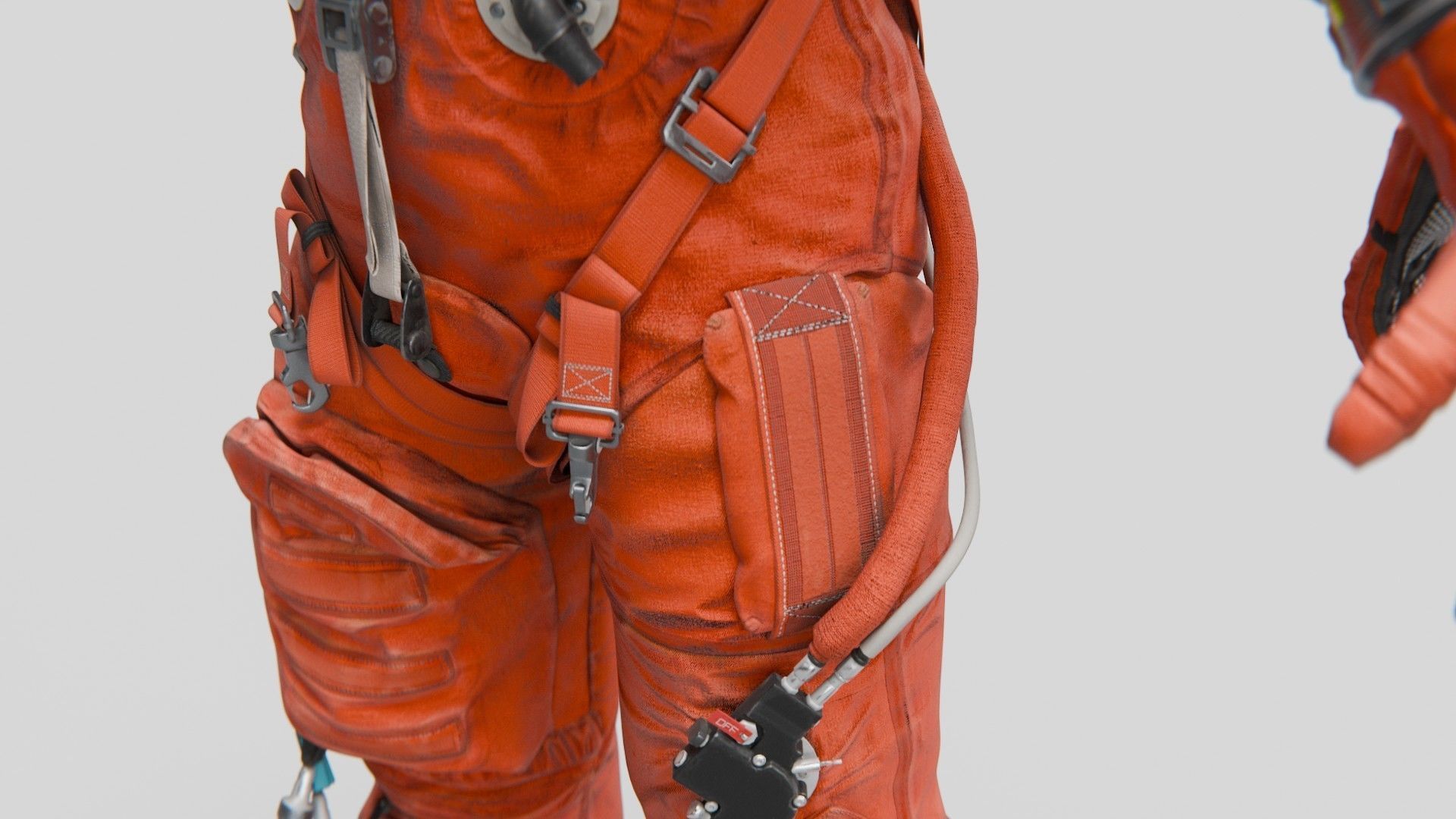 Orange ACES Spacesuit Low-poly 3D model_8