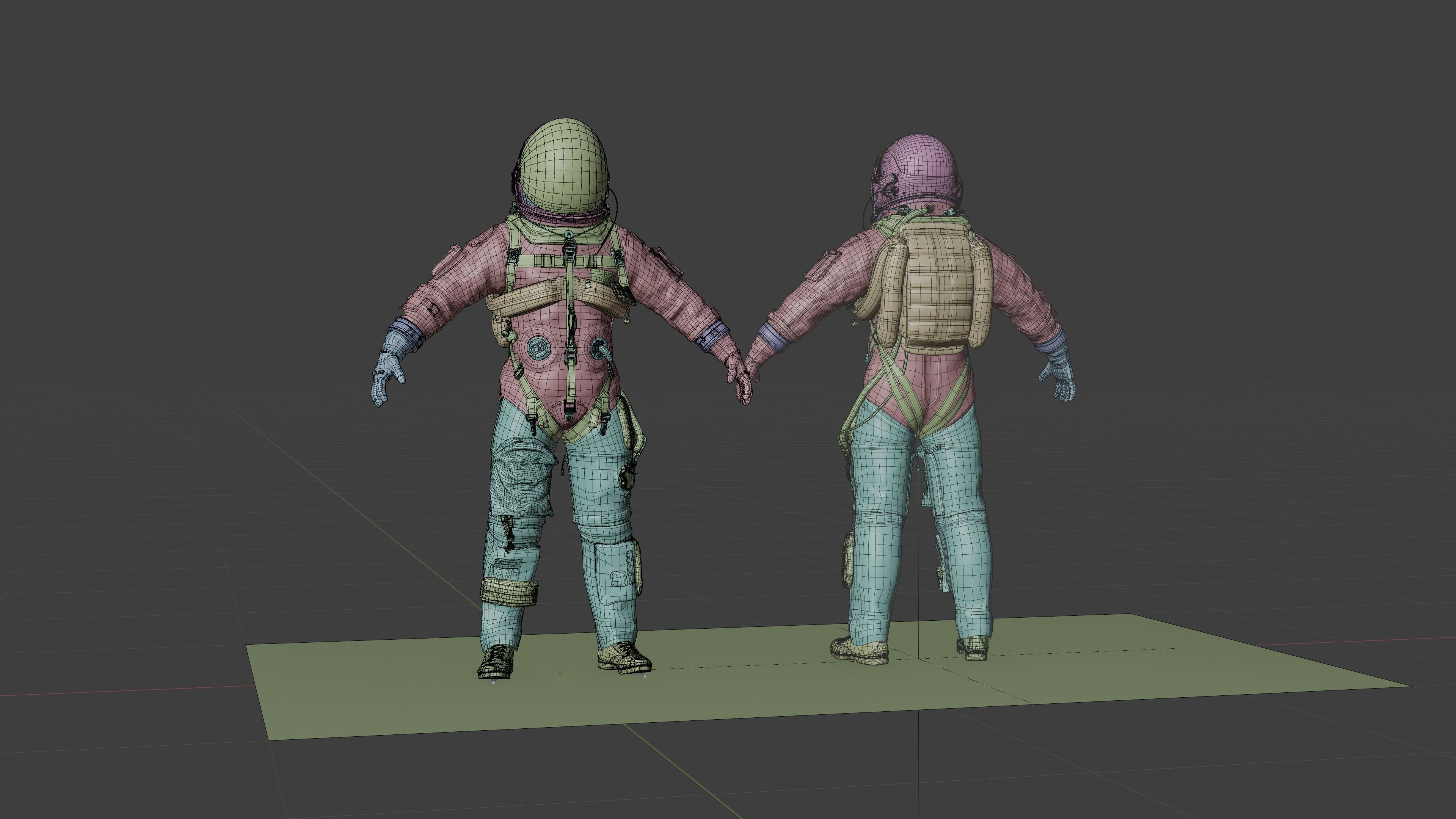 Orange ACES Spacesuit Low-poly 3D model_14