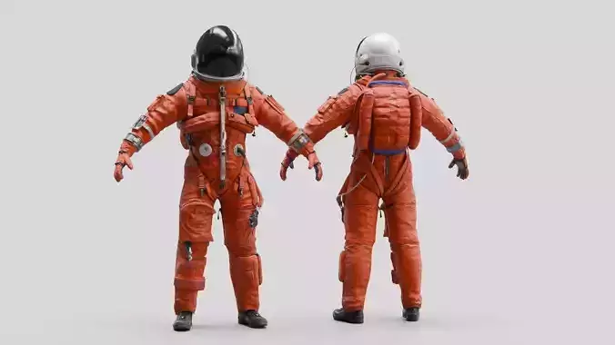 Orange ACES Spacesuit Low-poly 3D model