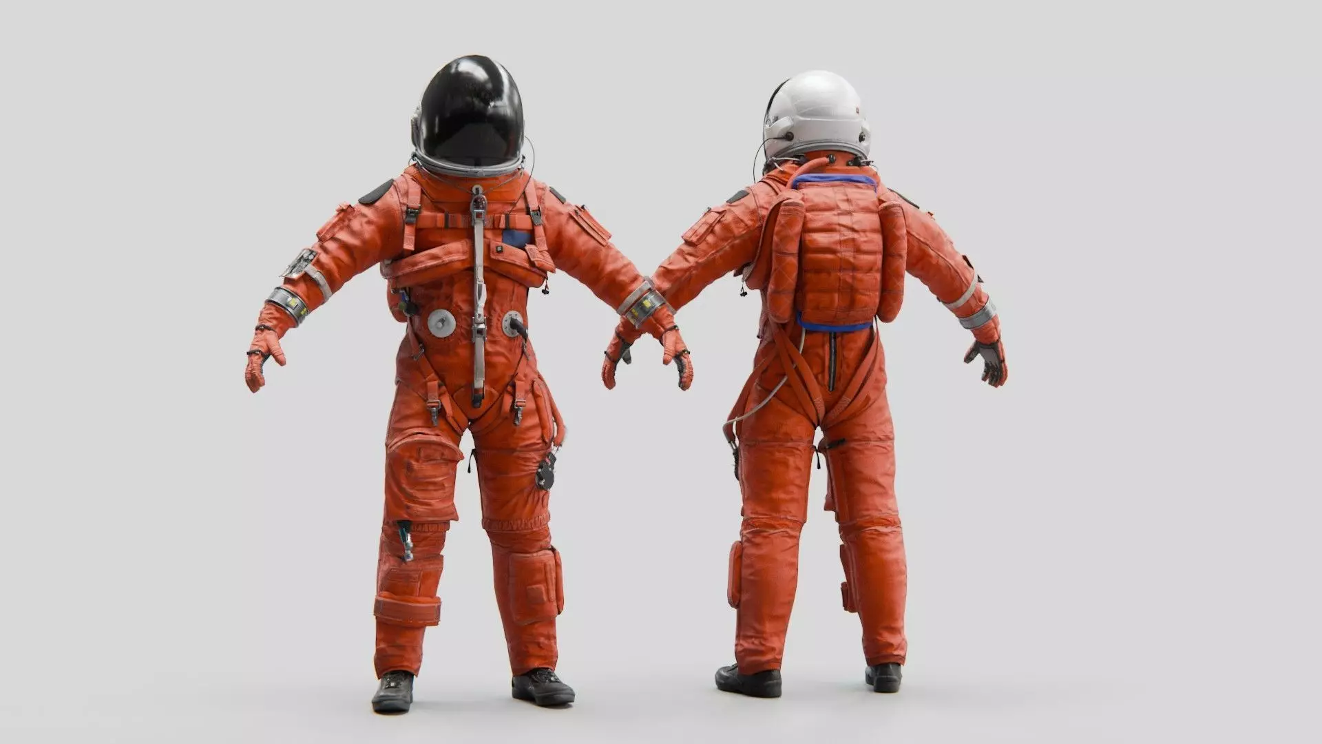 Orange ACES Spacesuit Low-poly 3D model_0