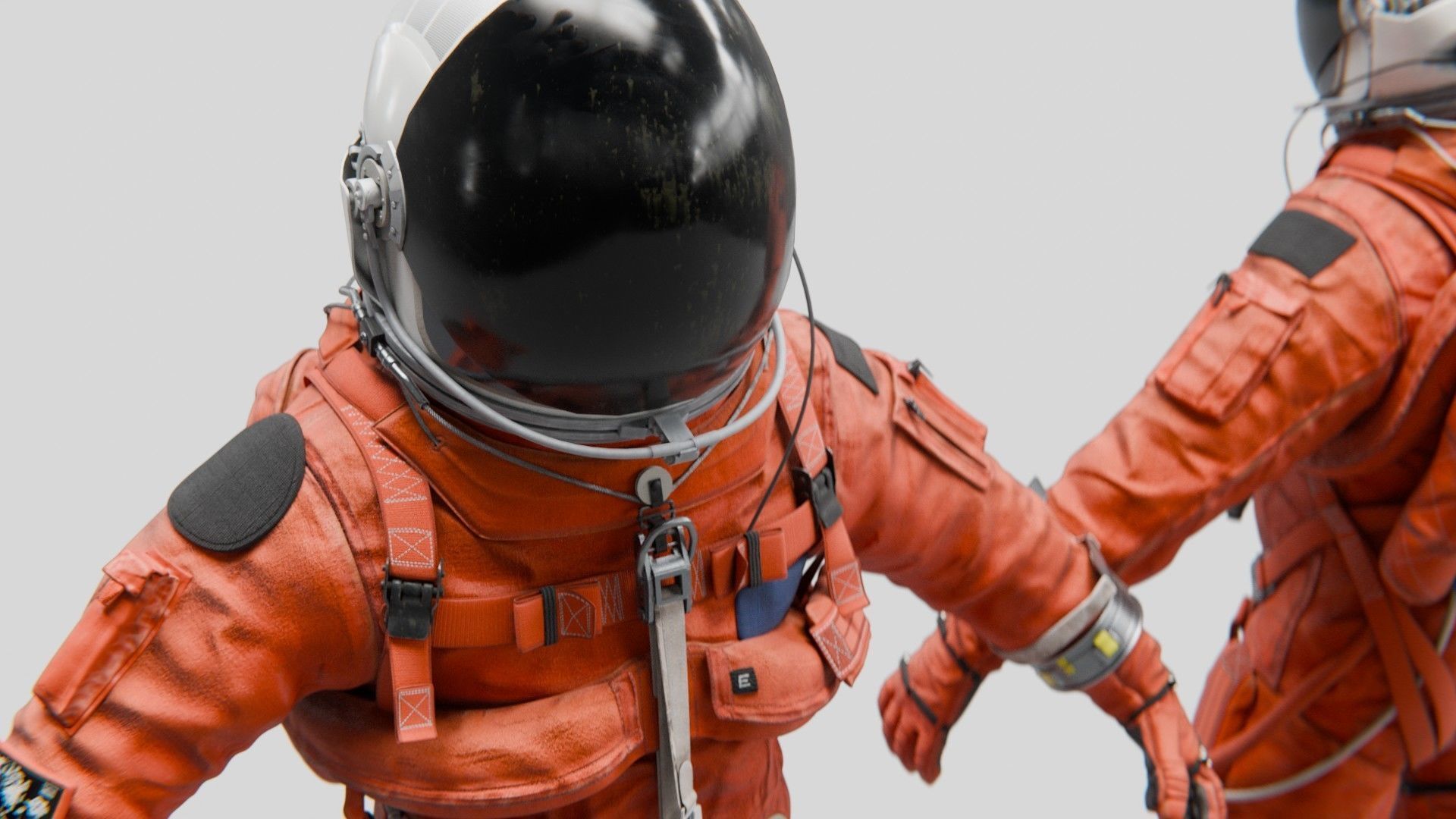 Orange ACES Spacesuit Low-poly 3D model_6