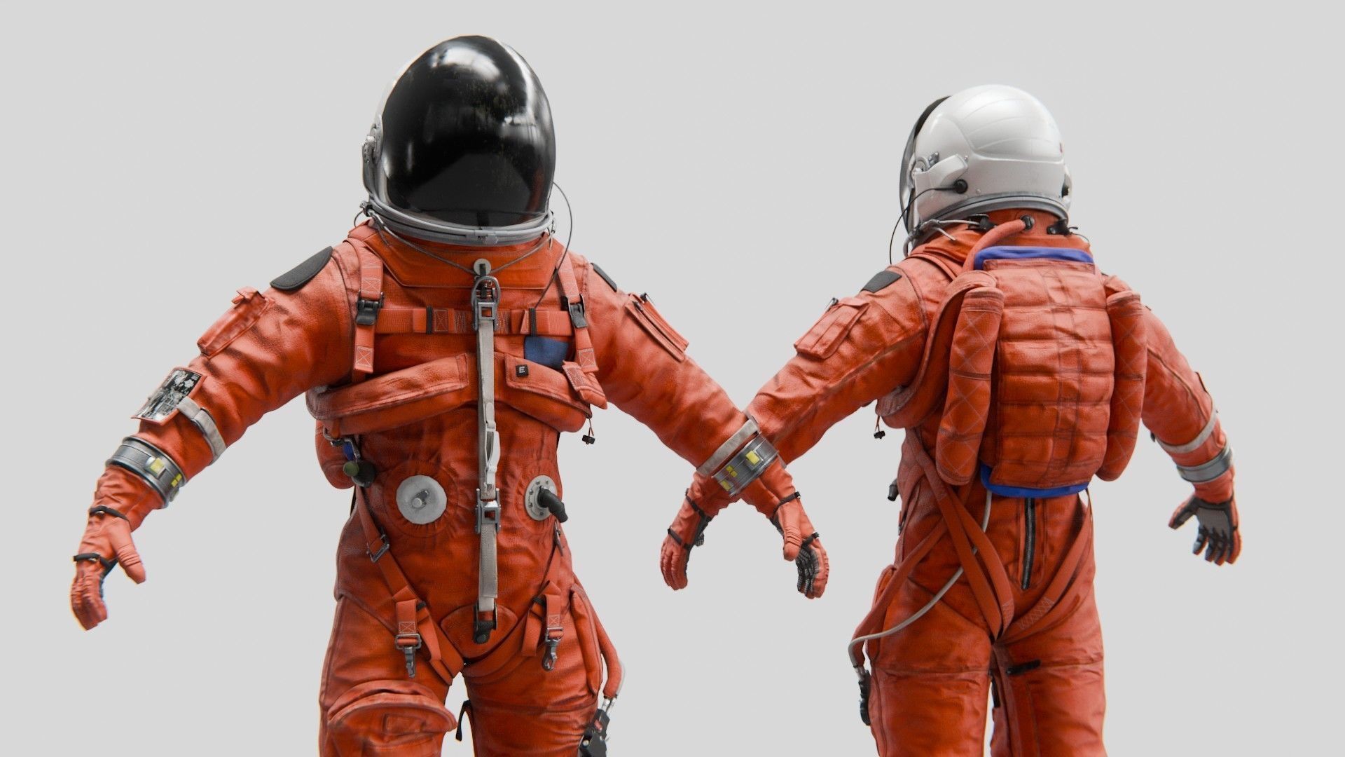 Orange ACES Spacesuit Low-poly 3D model_2