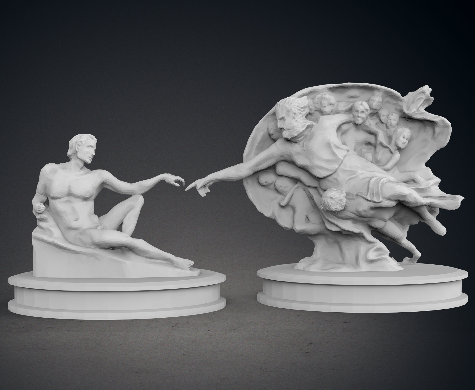 Low Poly Creation of Adam Statues 3D print model_1