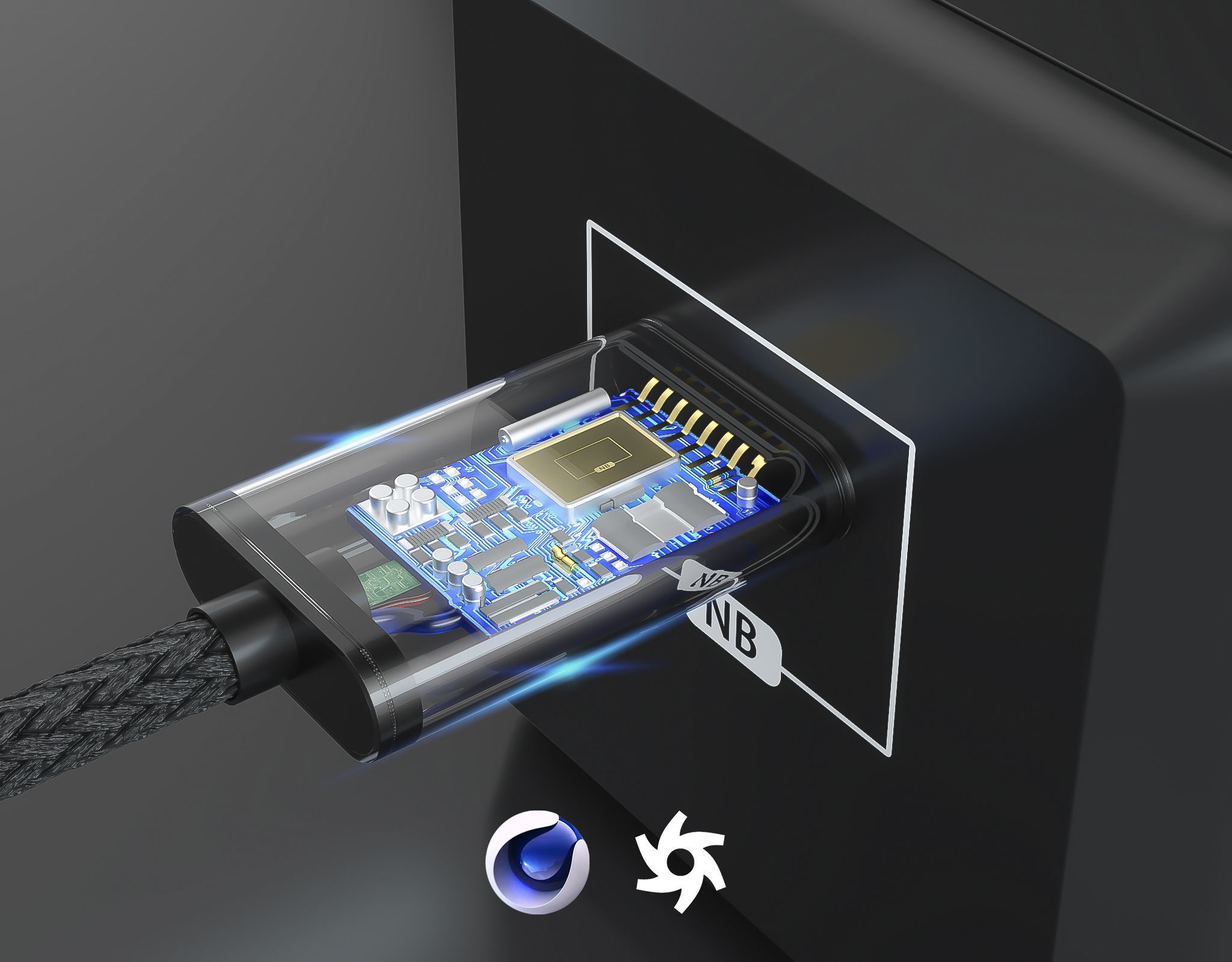 Transparent data line 3D model_1