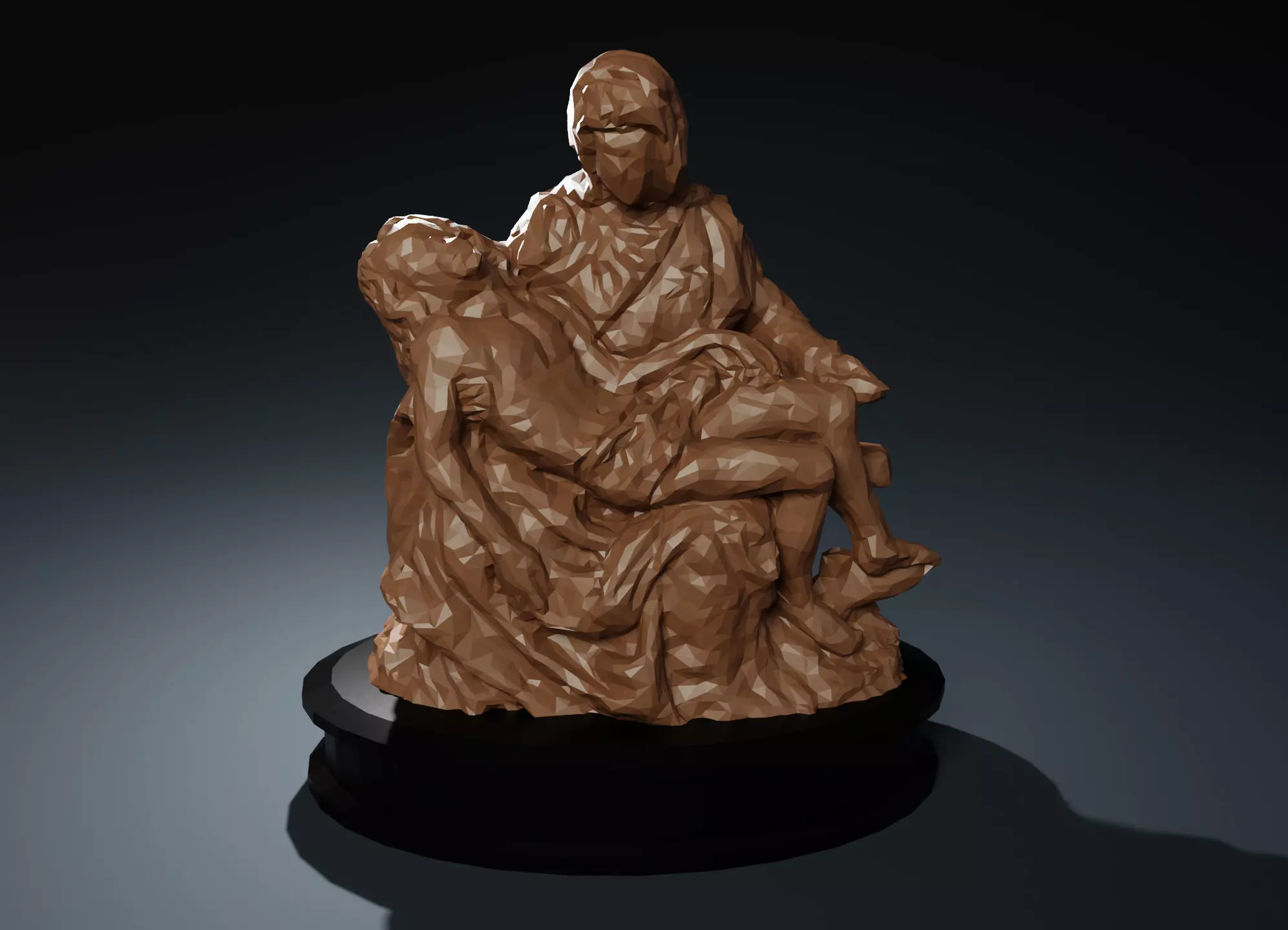 Low Poly Pieta Statue 3D print model_0