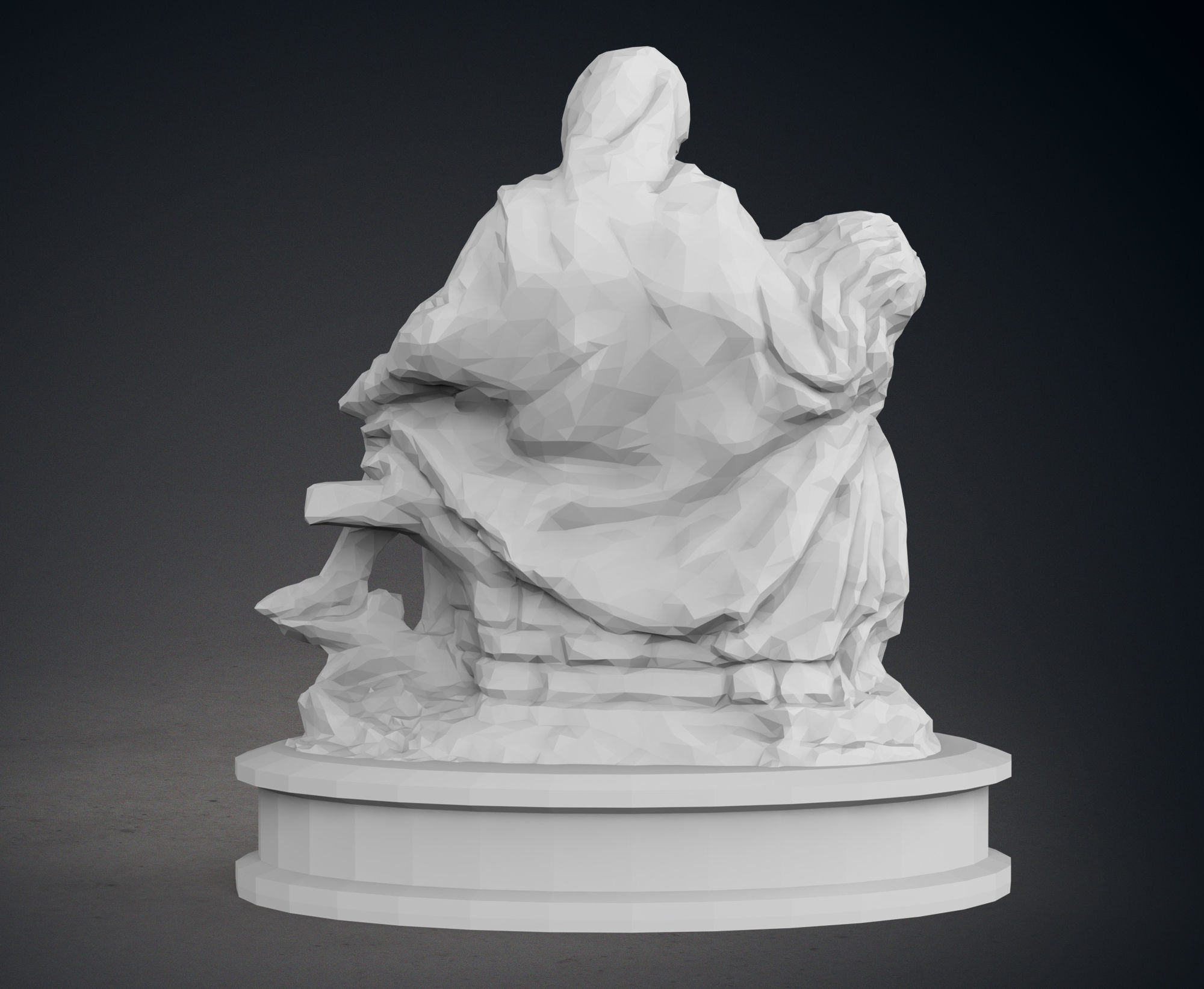 Low Poly Pieta Statue 3D print model_5
