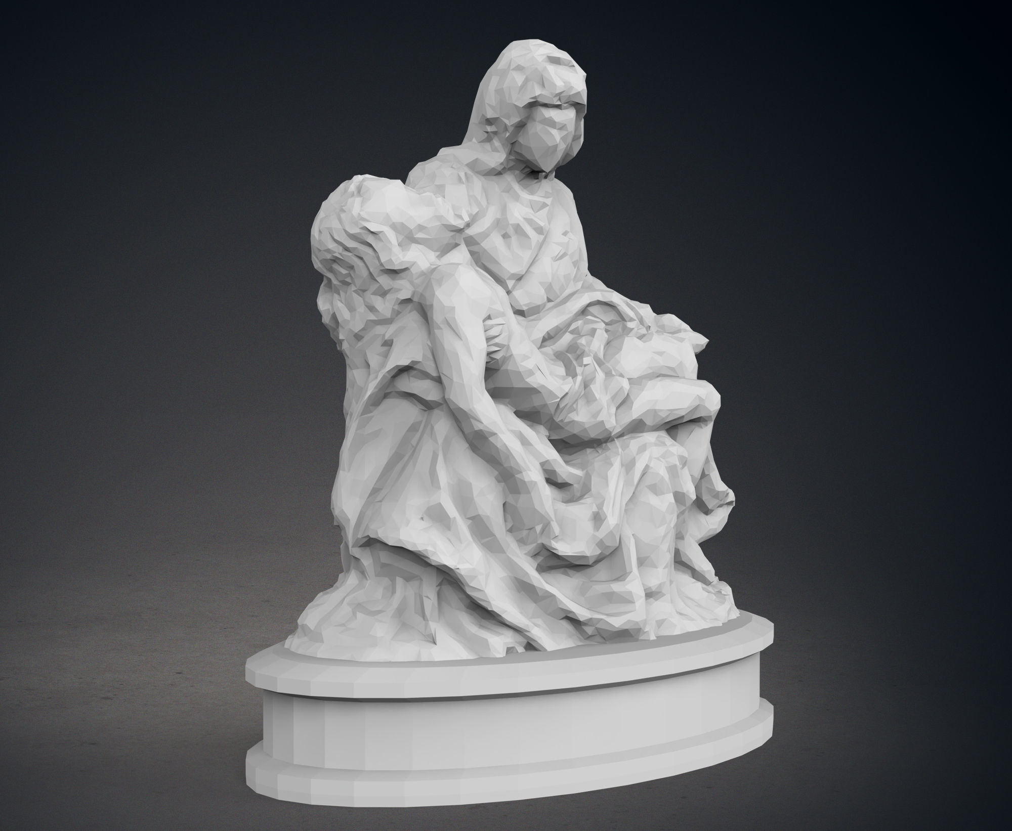 Low Poly Pieta Statue 3D print model_8