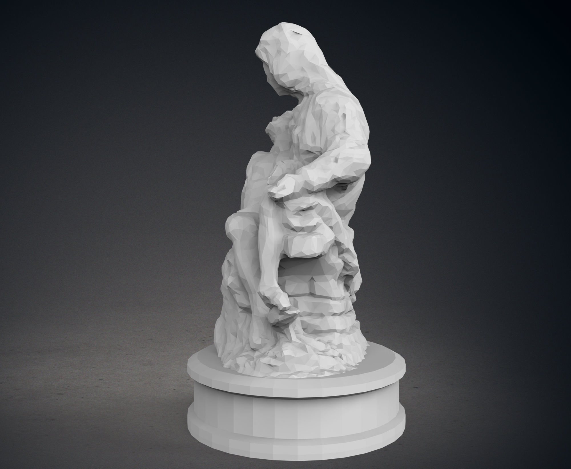 Low Poly Pieta Statue 3D print model_3