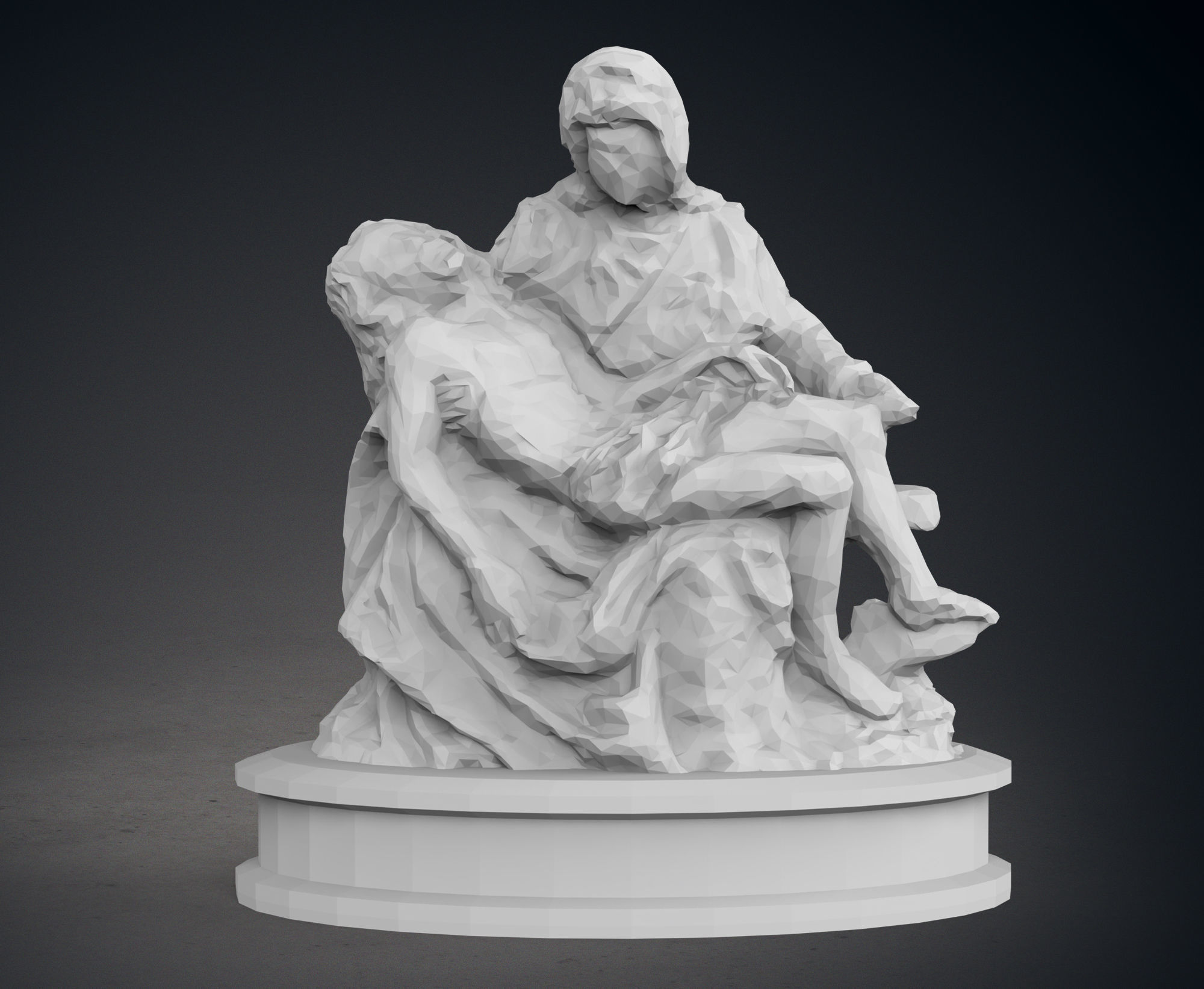 Low Poly Pieta Statue 3D print model_9