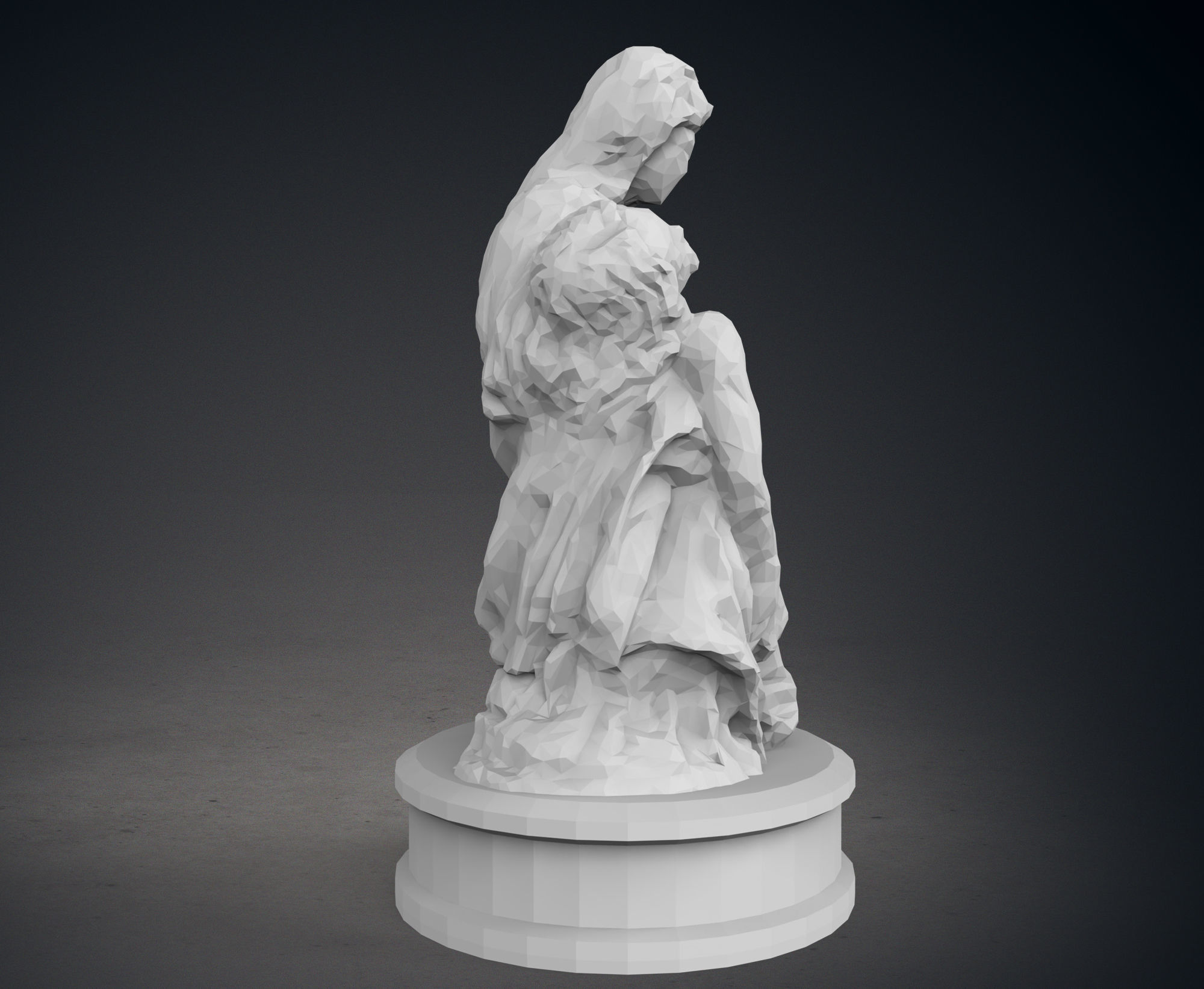 Low Poly Pieta Statue 3D print model_7