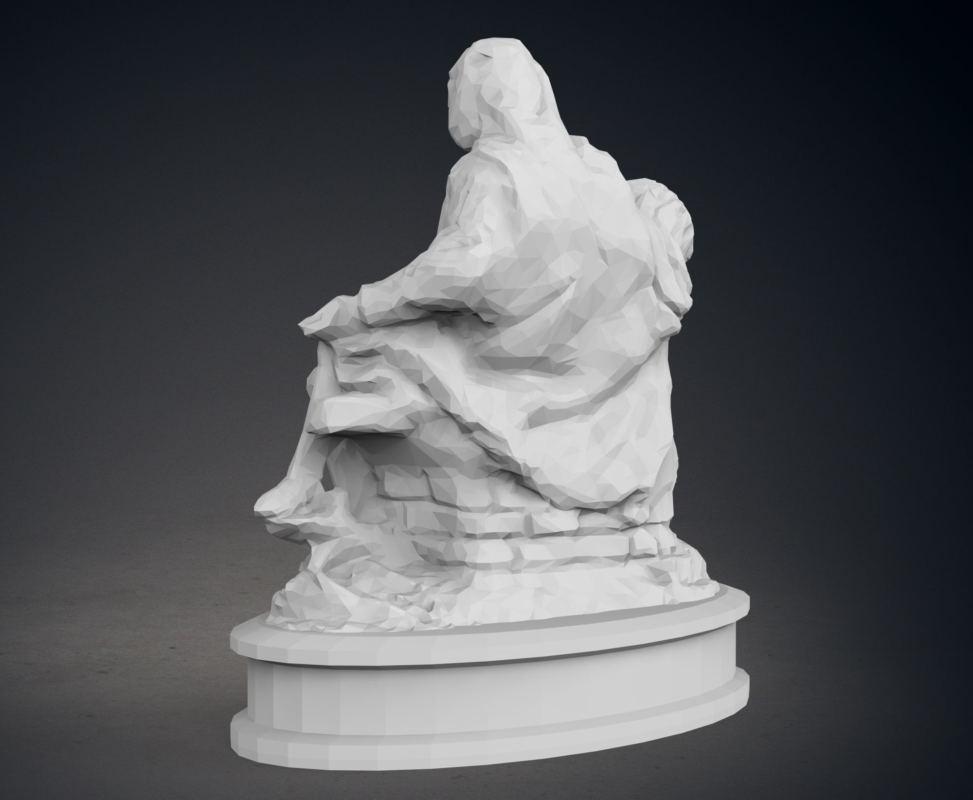 Low Poly Pieta Statue 3D print model_4