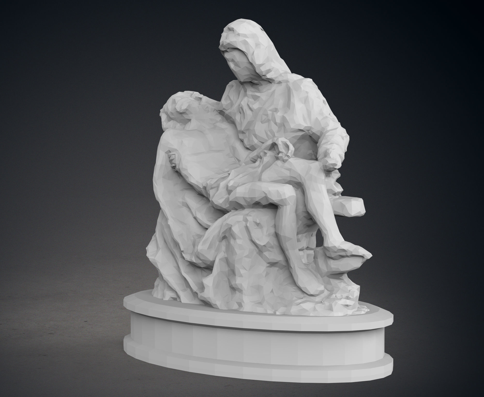 Low Poly Pieta Statue 3D print model_2
