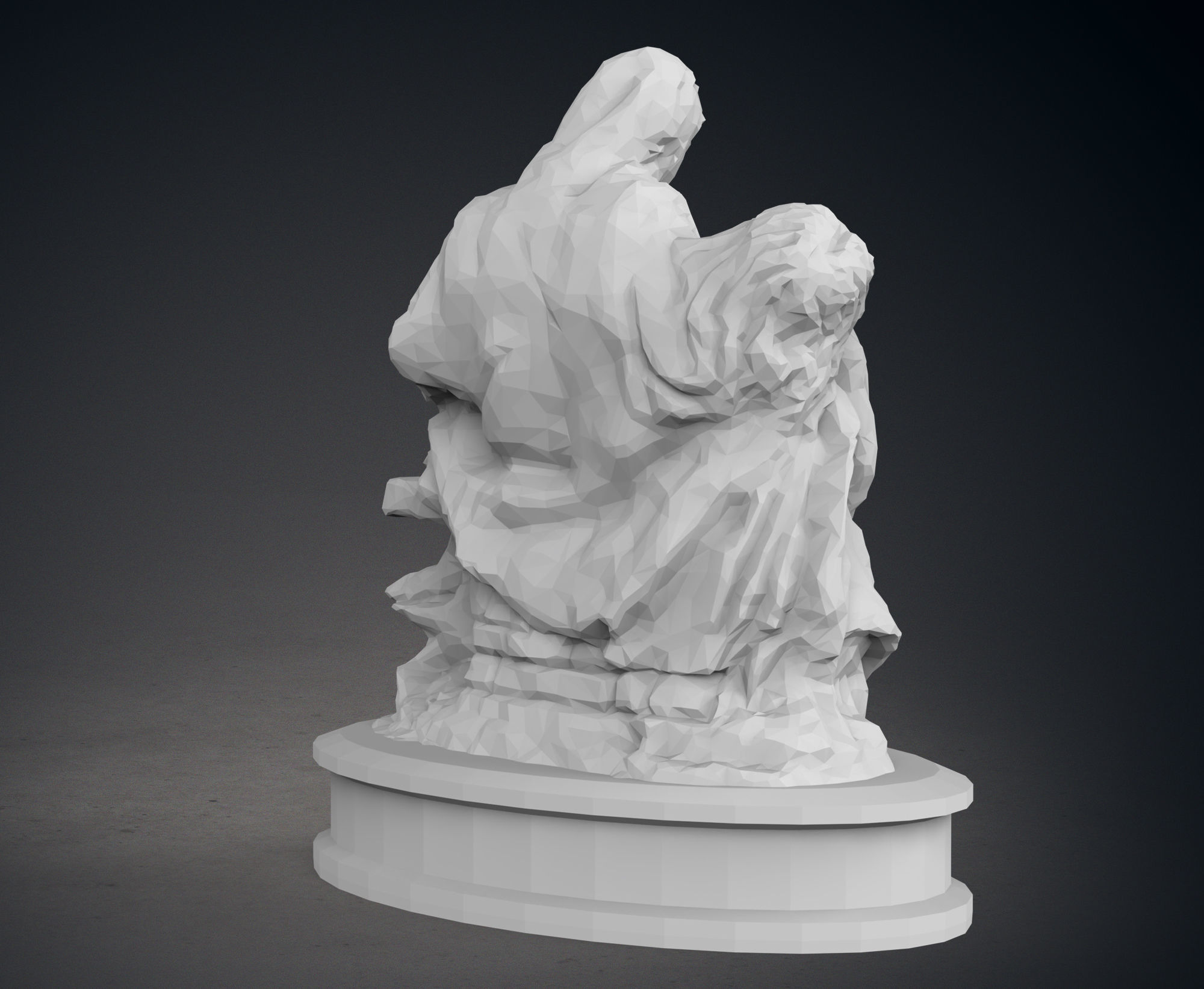 Low Poly Pieta Statue 3D print model_6