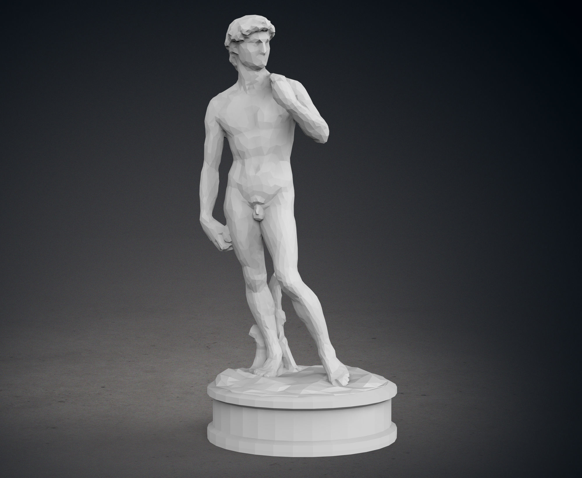 Low Poly David Statue 3D print model_1