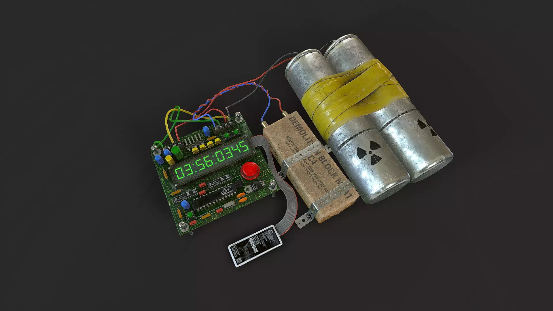 Timer Bomb C4 Low-poly 3D model