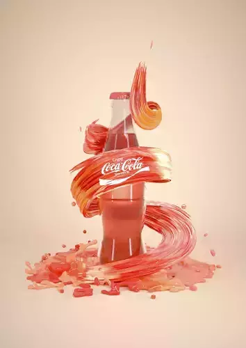 Coca-Cola coca cola bottle with paint splashed 3D model
