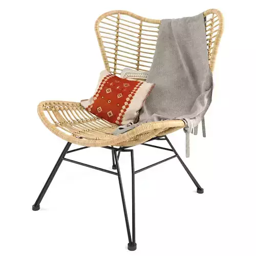 Costa wing chair with polyrattan 3D model