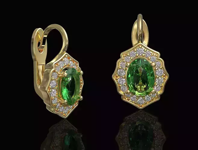 Halo Earrings with pear stone 3D print model