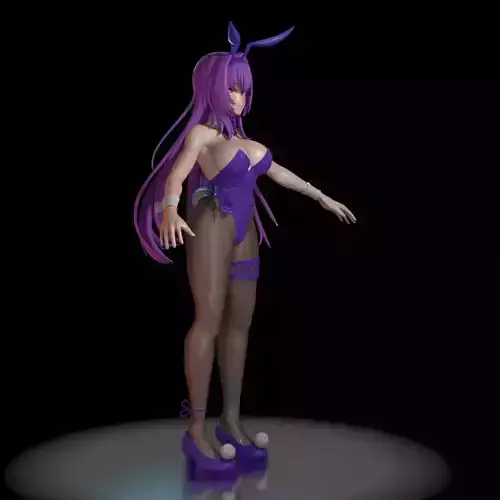 scathach model woman with hair and bunny ears 3D model