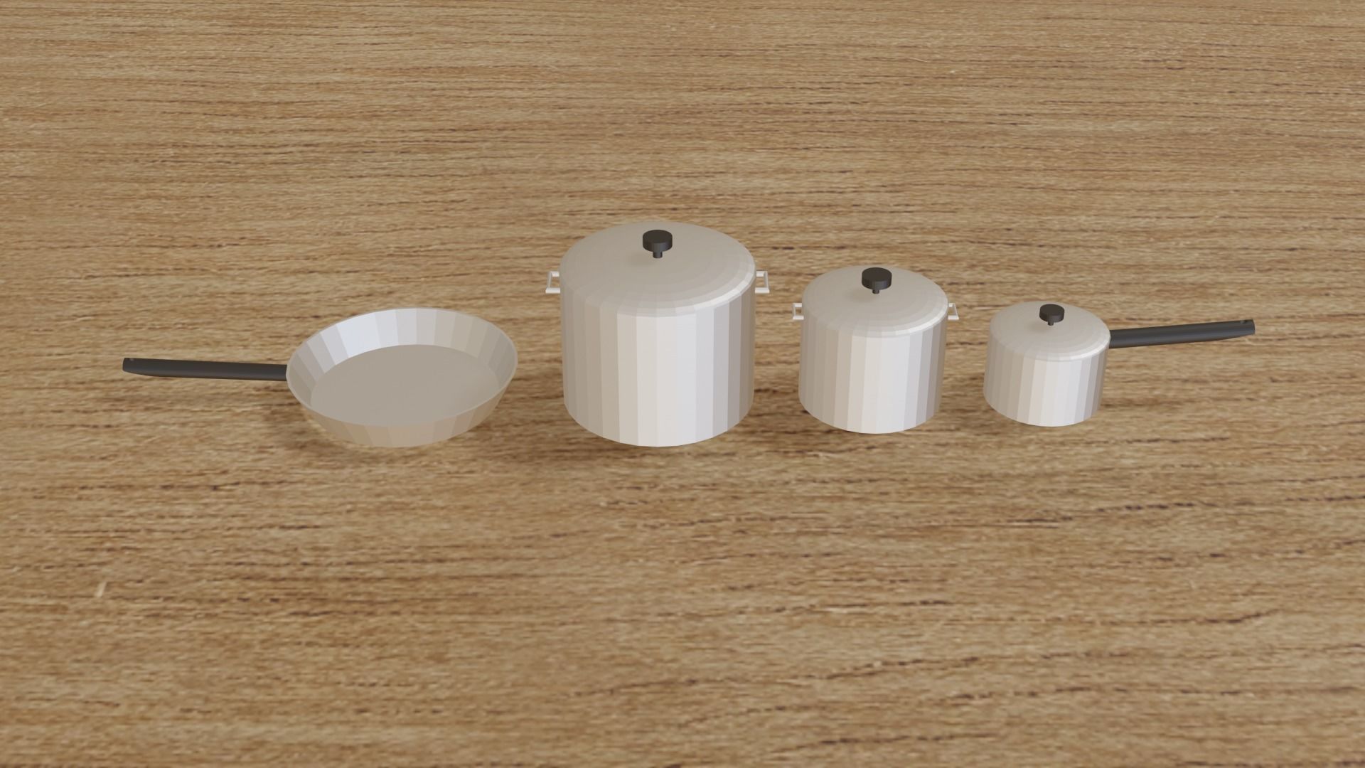 Set of Pots and Pans Low-poly 3D model_3