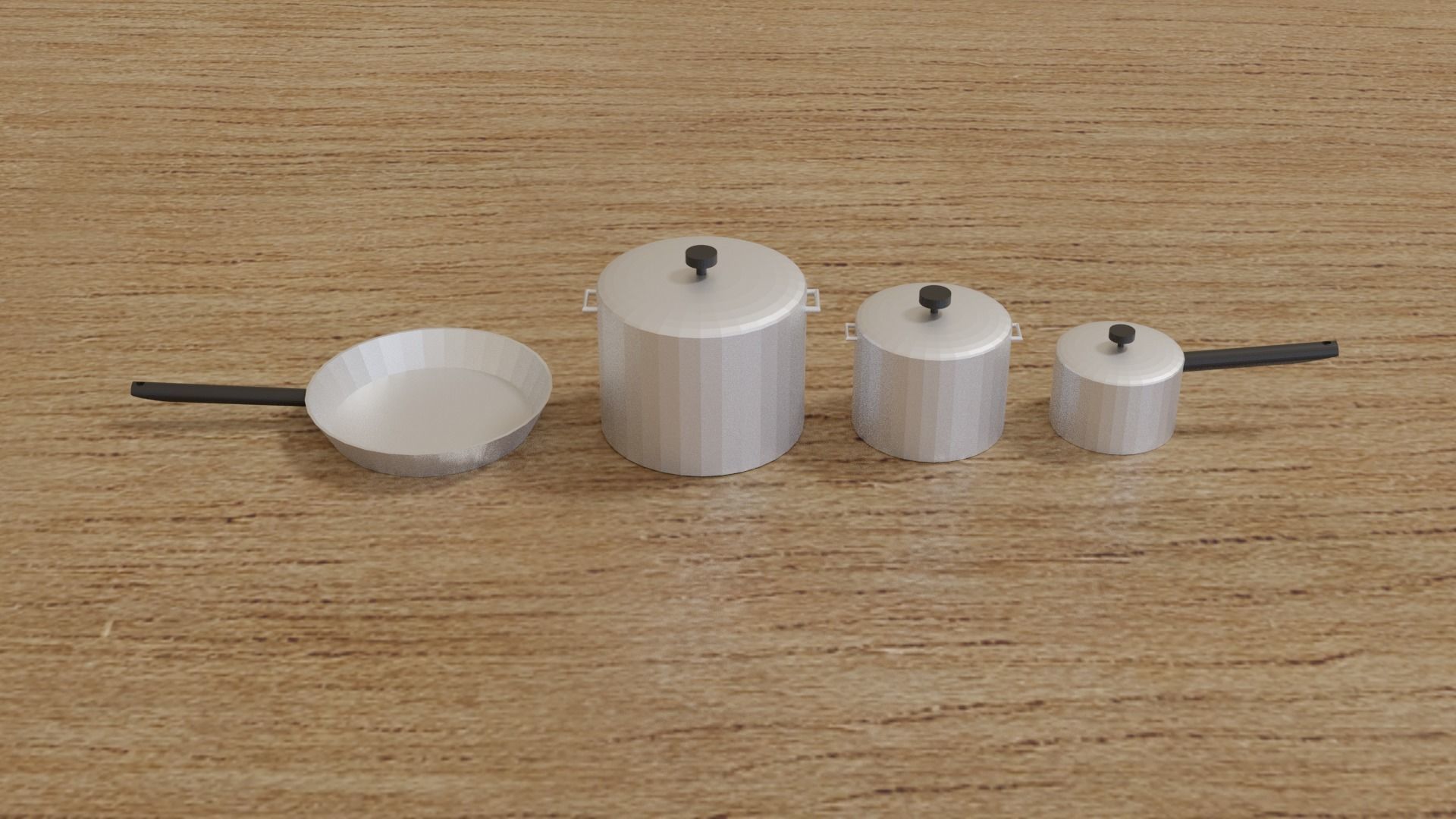 Set of Pots and Pans Low-poly 3D model_2