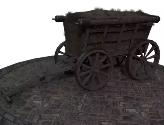 Medieval Hay Wagon Cart Model 3D Tudor  Blender  UE5