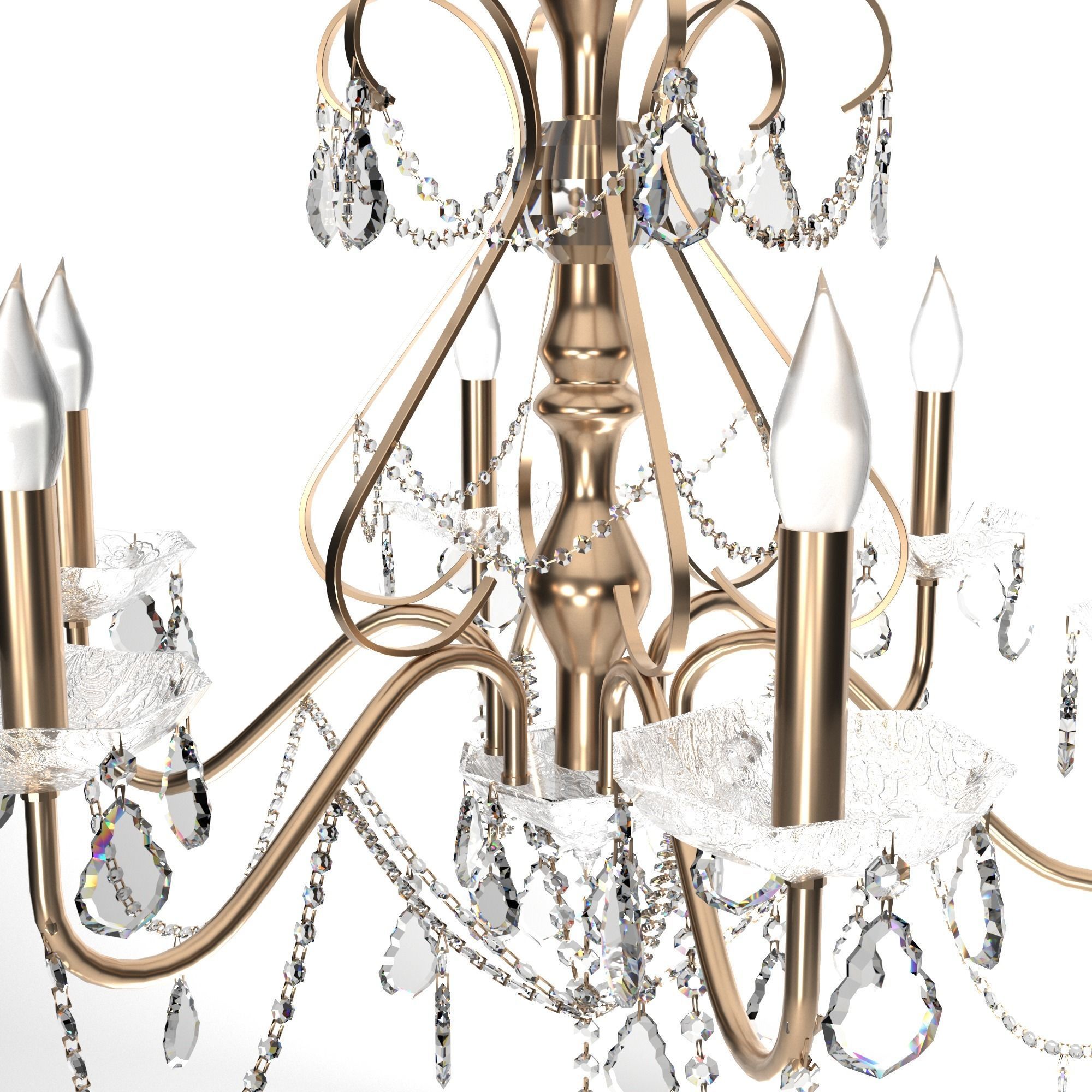 Chandelier with crystals hanging from it 3D model_4