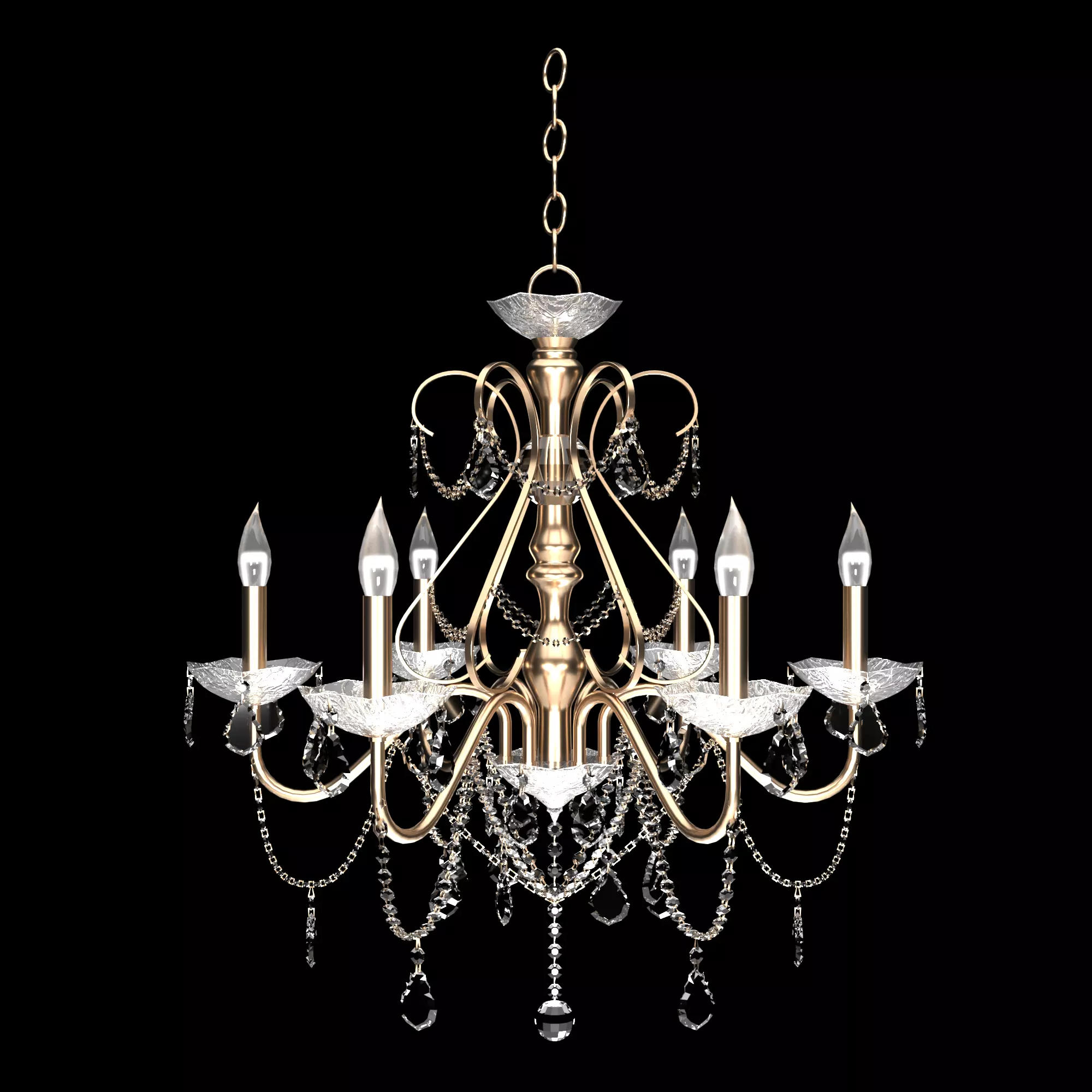 Chandelier with crystals hanging from it 3D model_0