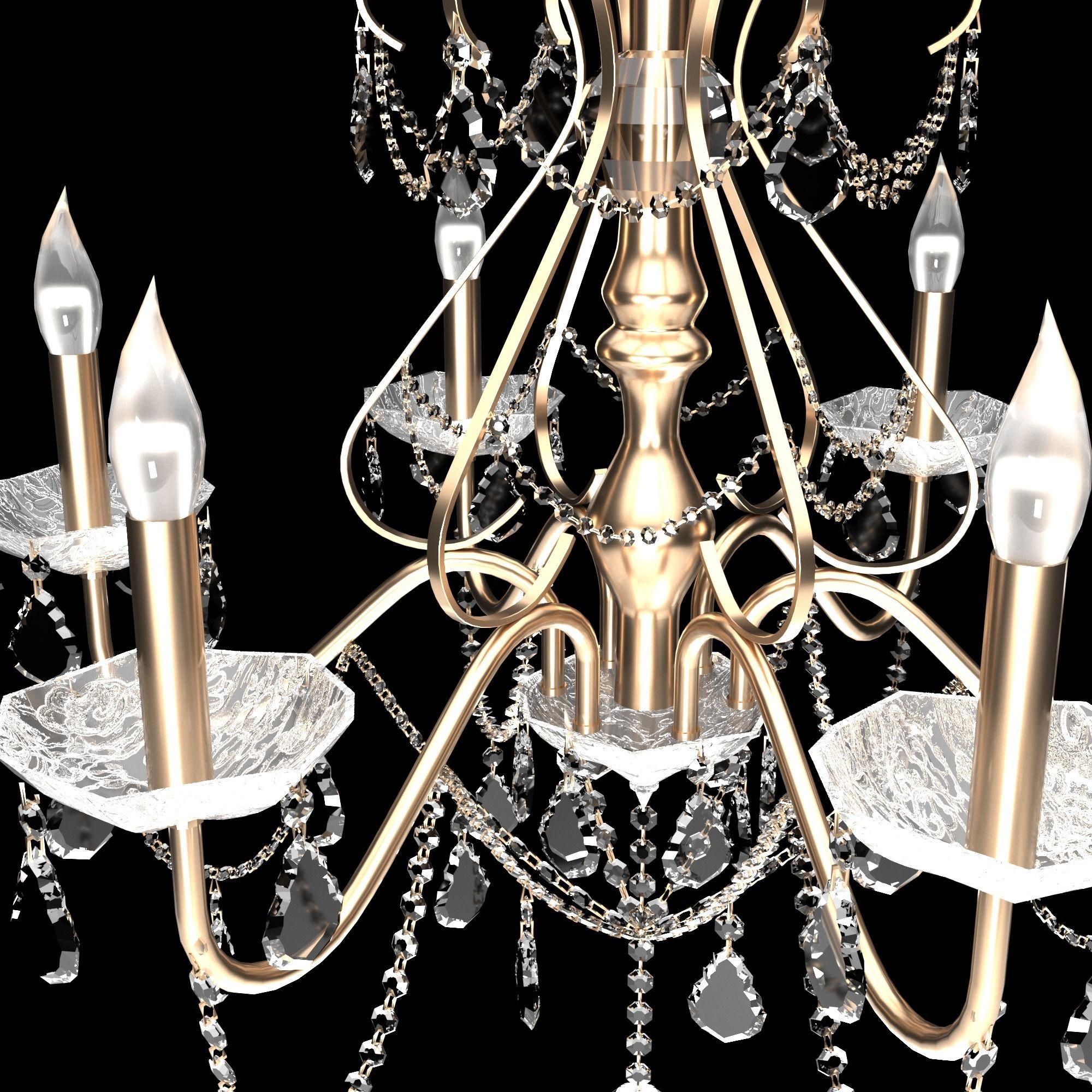 Chandelier with crystals hanging from it 3D model_3