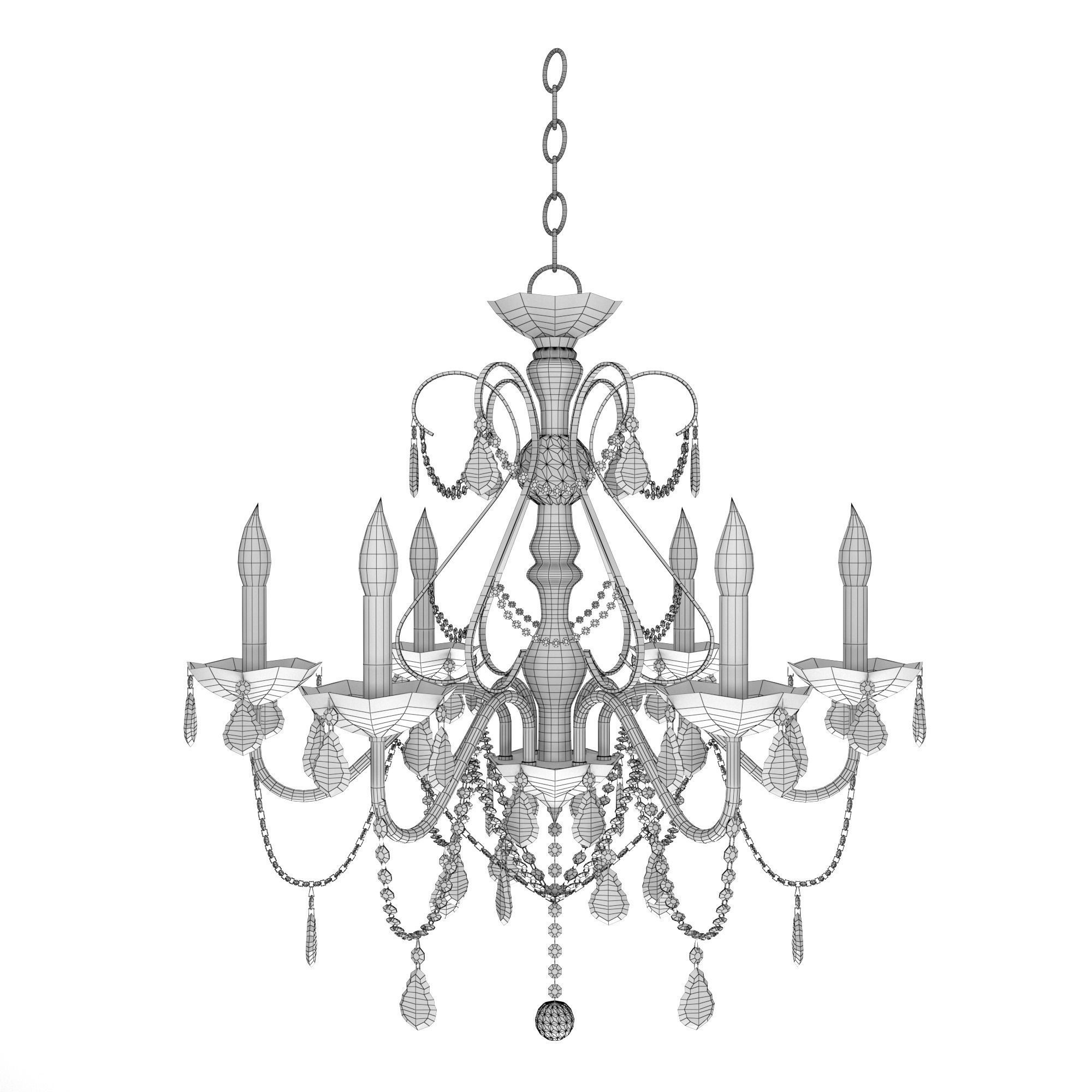 Chandelier with crystals hanging from it 3D model_2