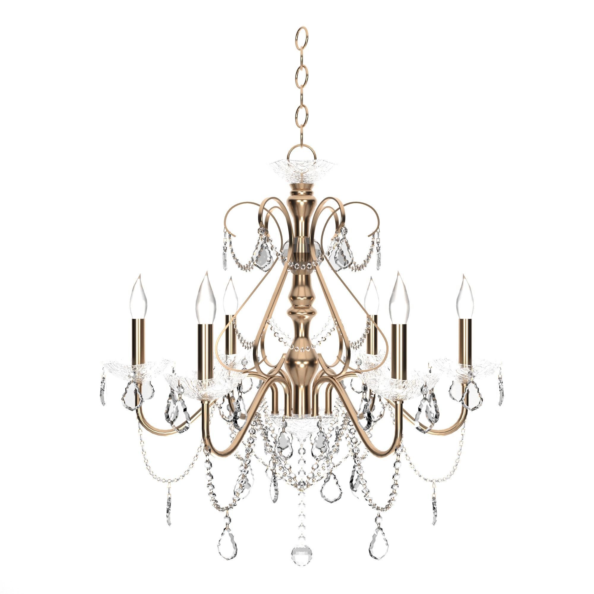 Chandelier with crystals hanging from it 3D model_1