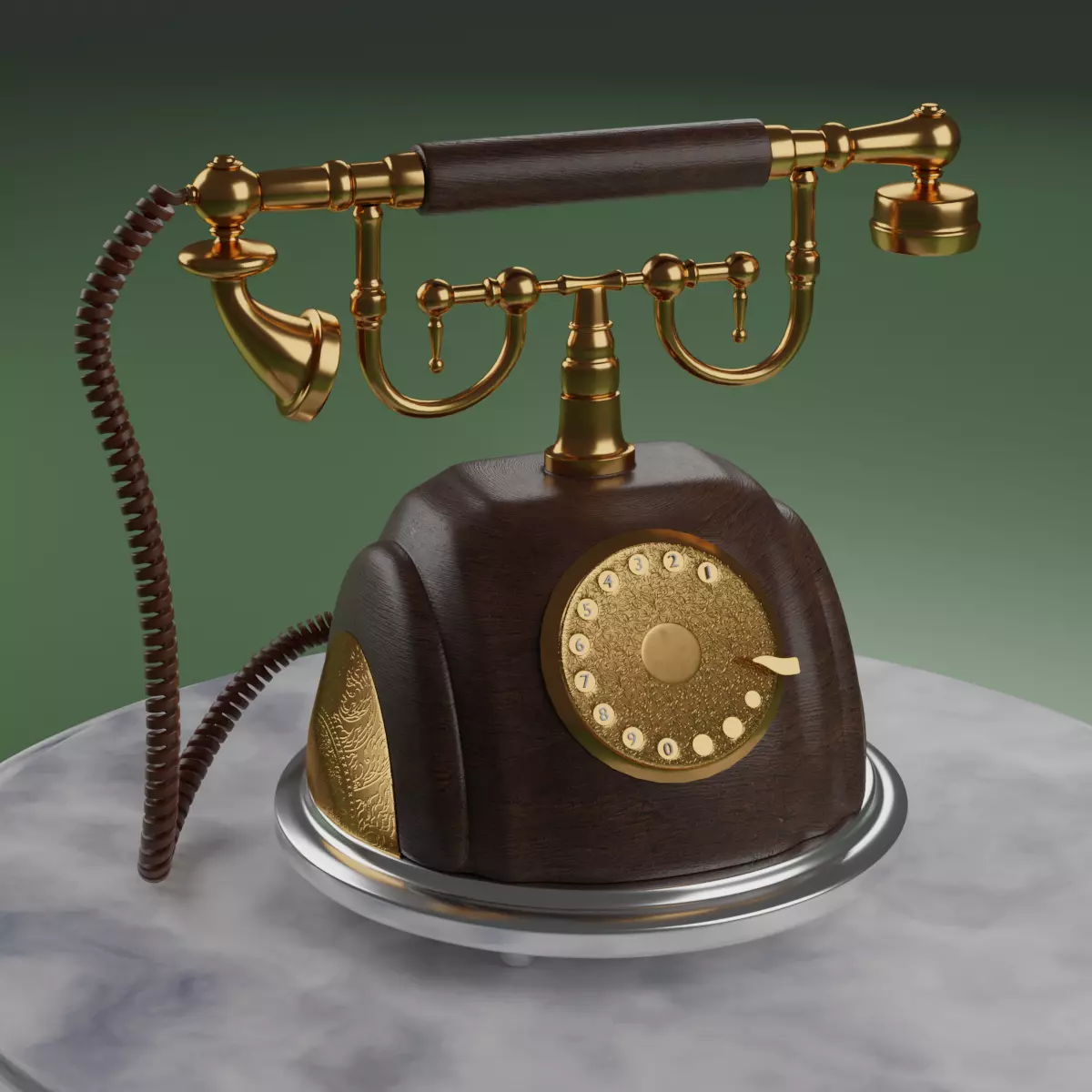 Vintage rotary phone Free 3D model_0