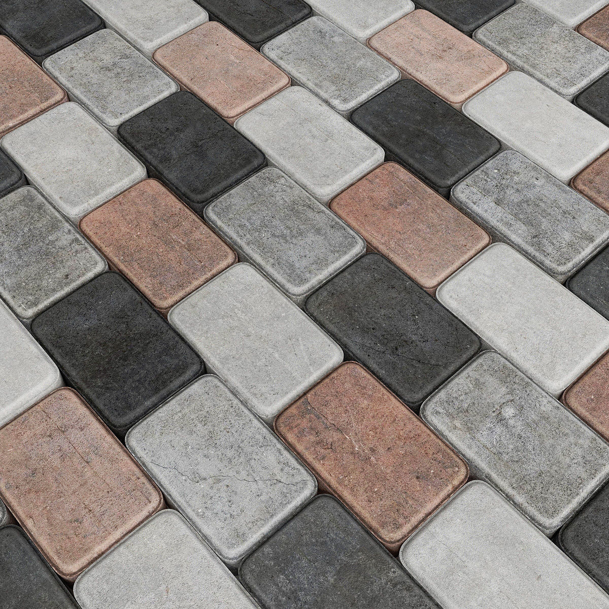 Paving stone street n1 3D model_3