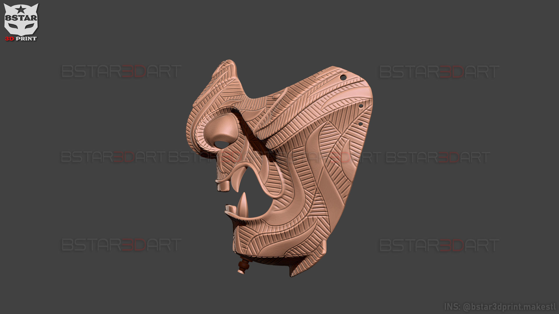 Ghost Of Tsushima - Ghost Mask Patterned - High Details 3D print model_14