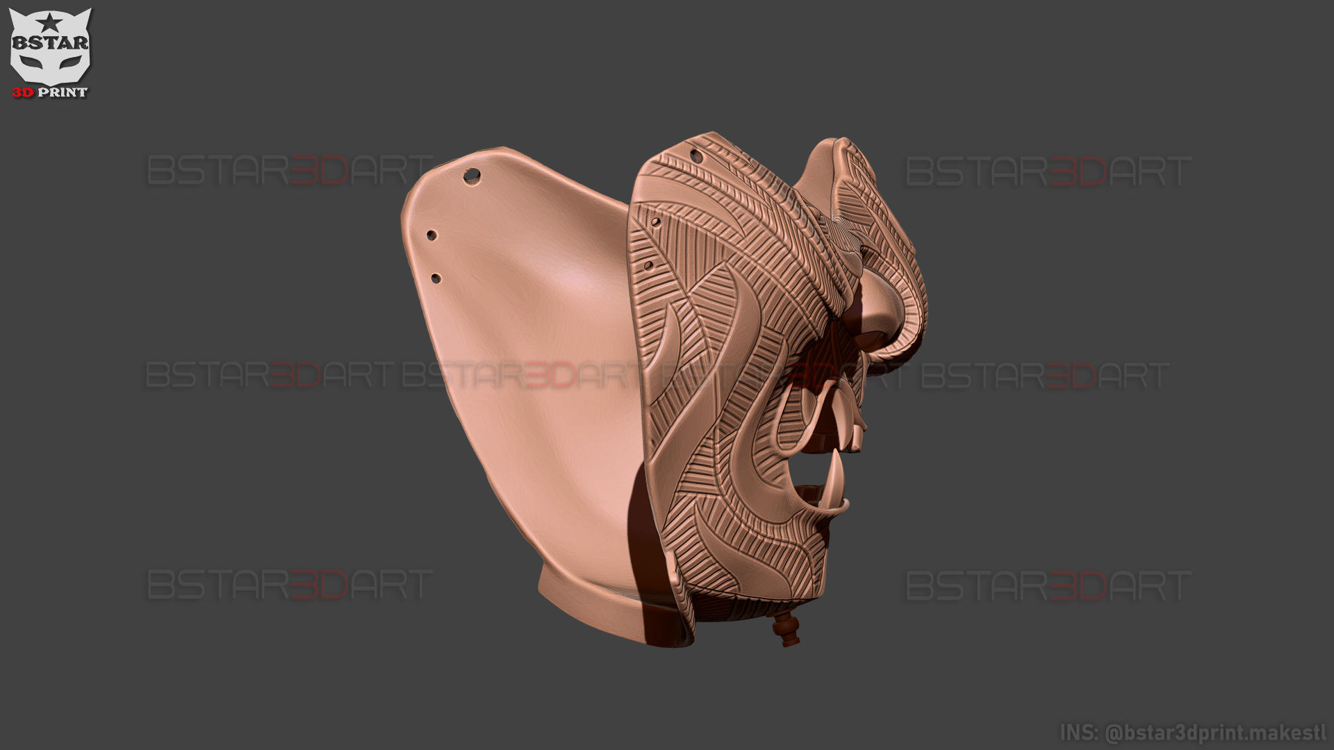 Ghost Of Tsushima - Ghost Mask Patterned - High Details 3D print model_17