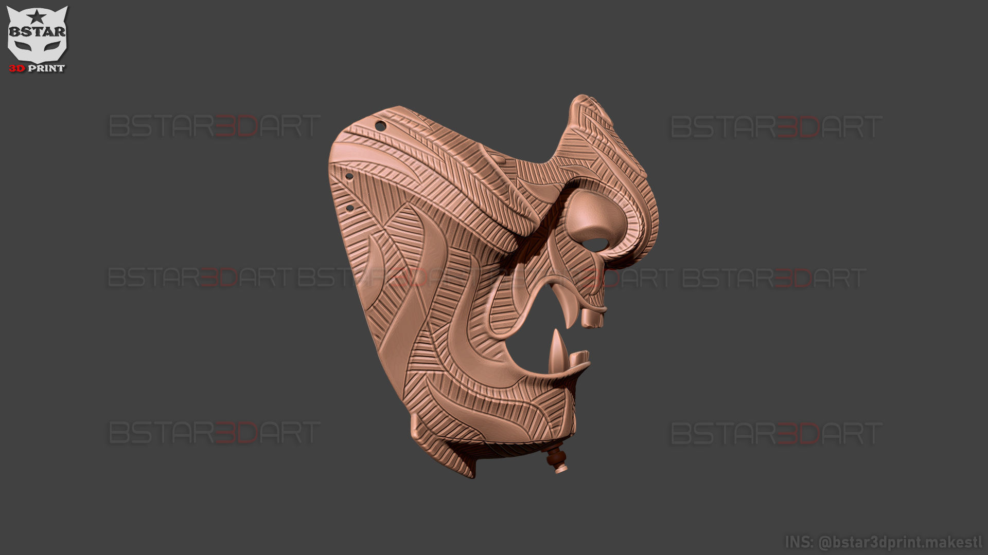 Ghost Of Tsushima - Ghost Mask Patterned - High Details 3D print model_18