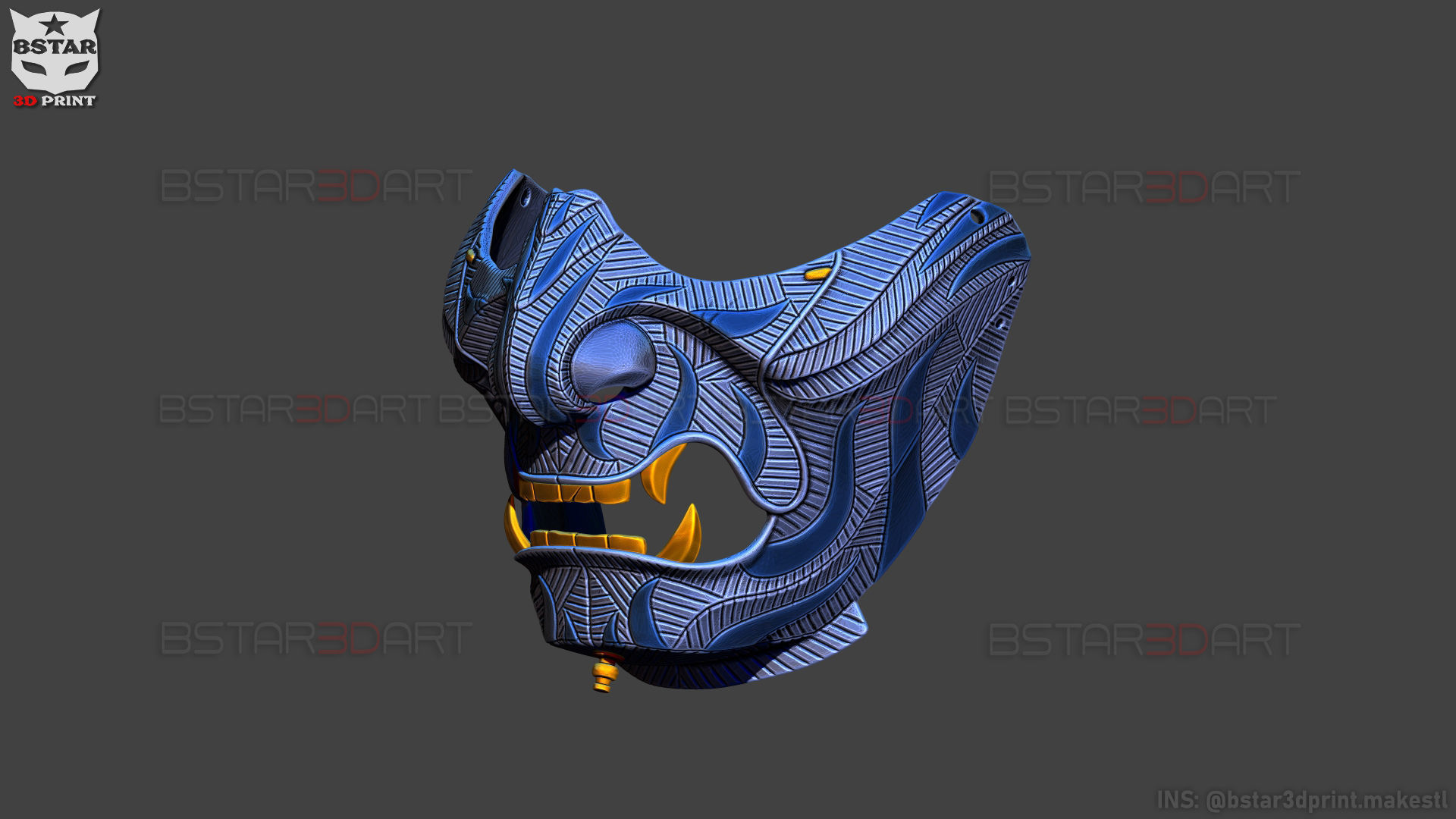 Ghost Of Tsushima - Ghost Mask Patterned - High Details 3D print model_7