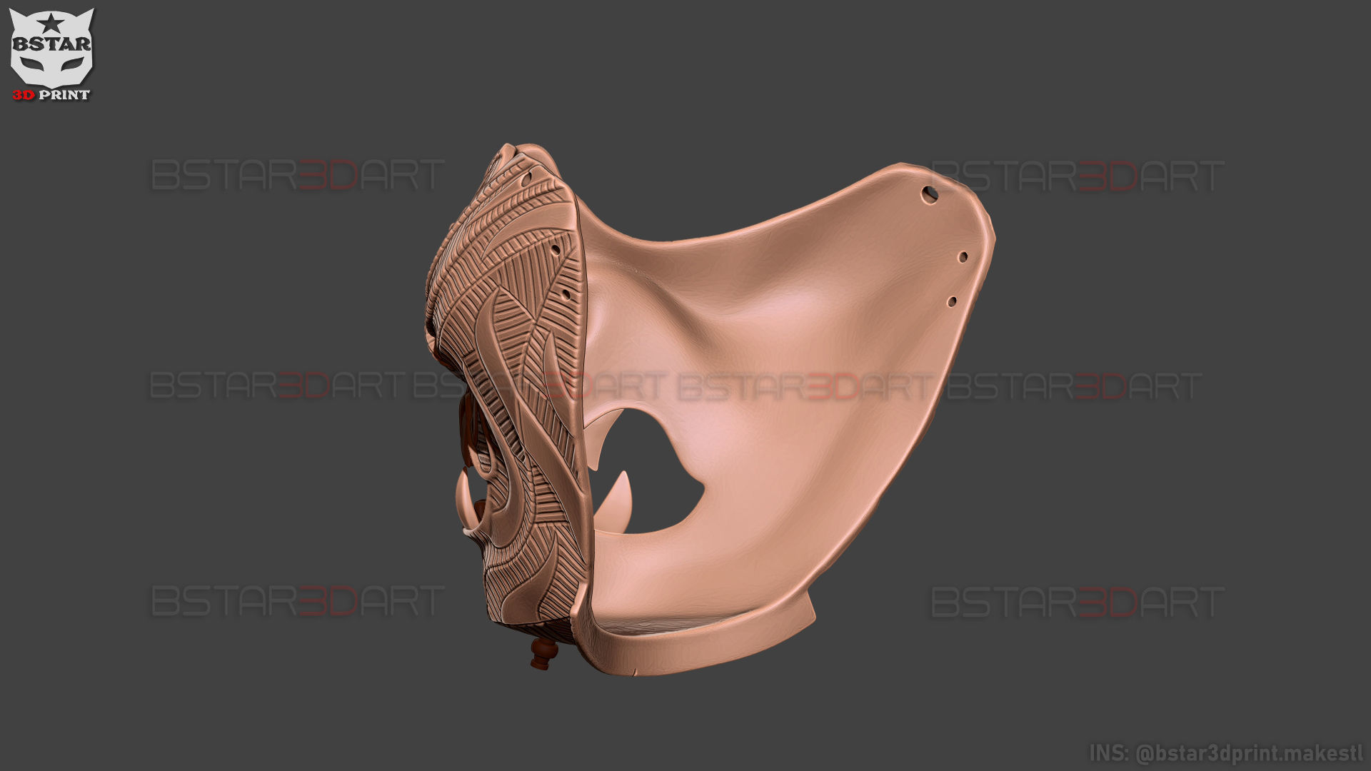 Ghost Of Tsushima - Ghost Mask Patterned - High Details 3D print model_15