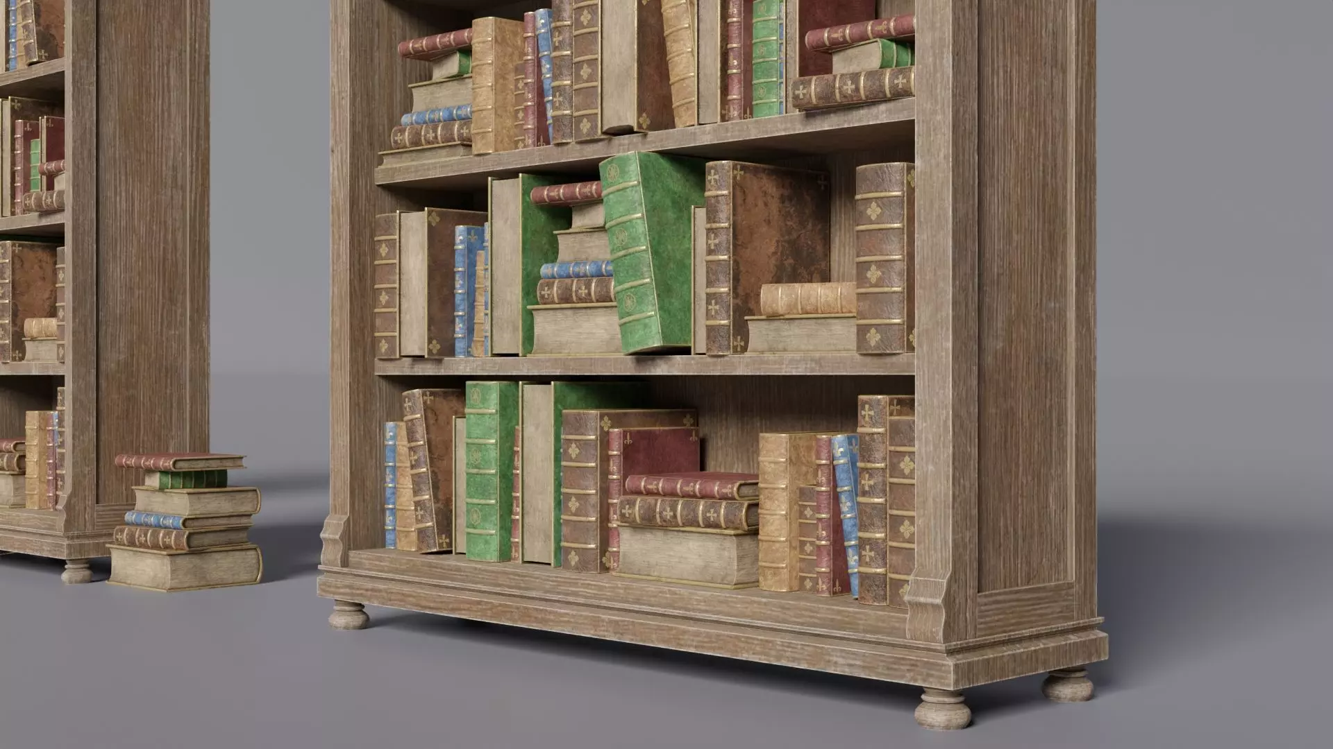 Medieval library - Bookshelf Low-poly 3D model