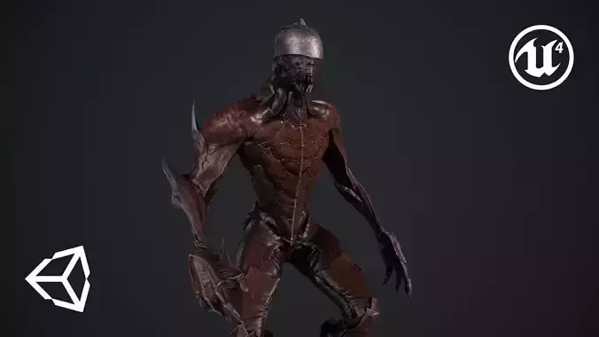 Mutant 3 humanoid Low-poly 3D model