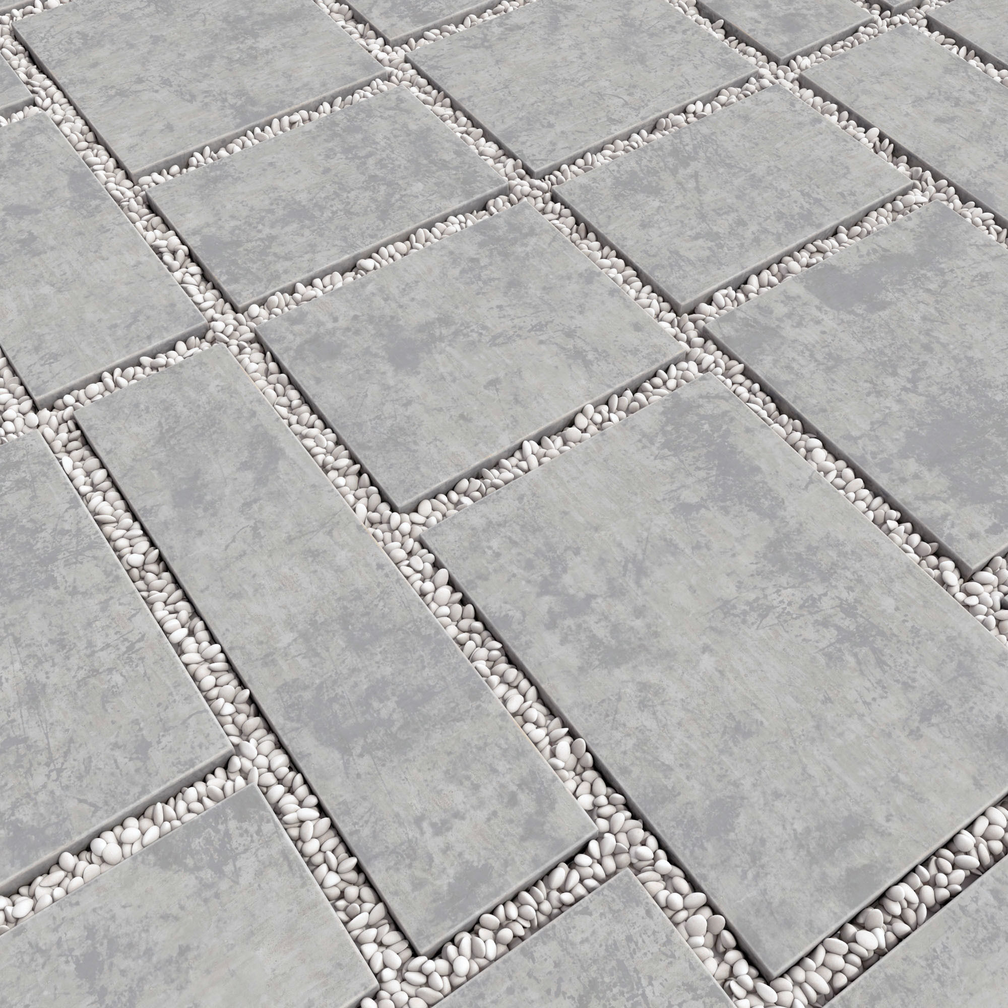 Paving tile pebble low oval n5 3D model_6