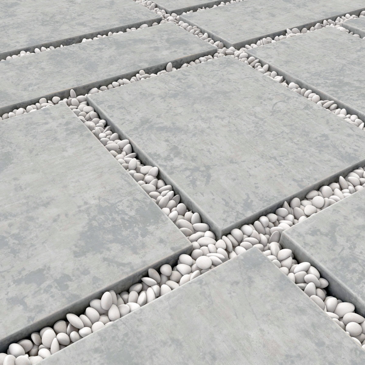 Paving tile pebble low oval n5 3D model_7
