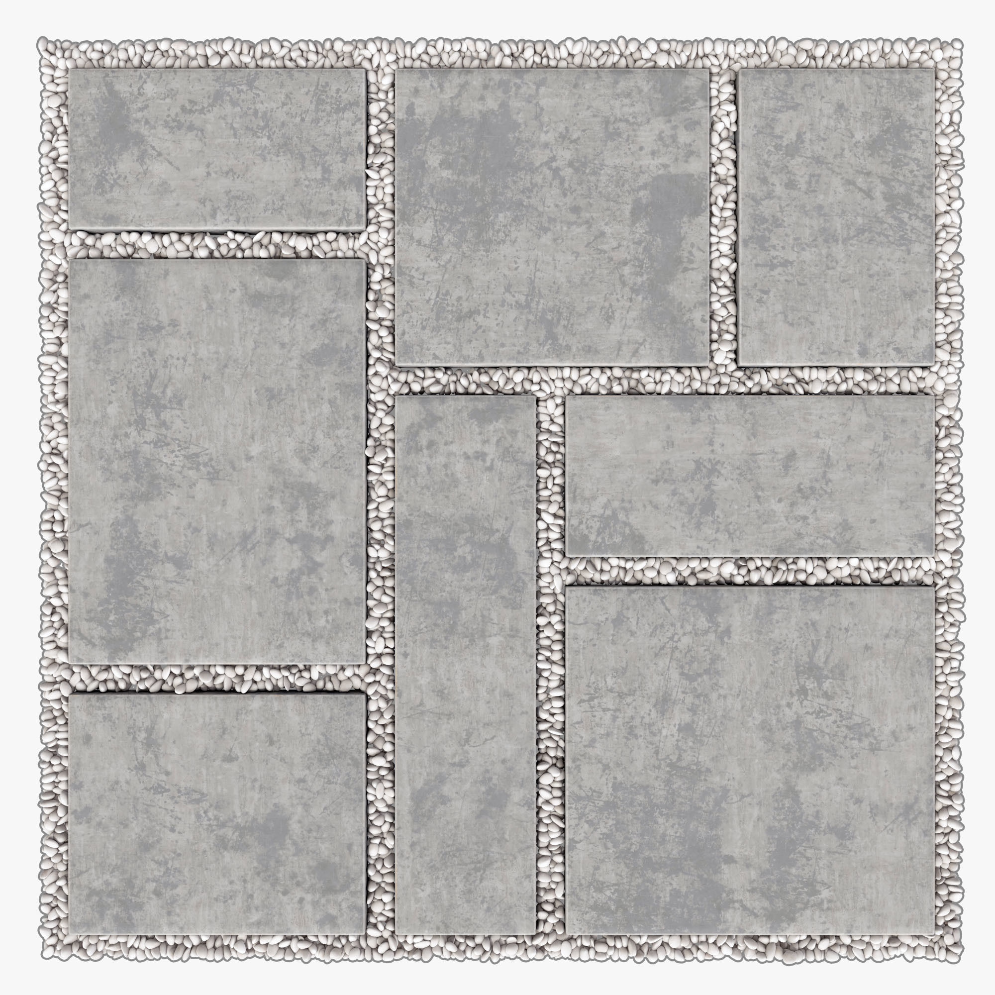 Paving tile pebble low oval n5 3D model_9