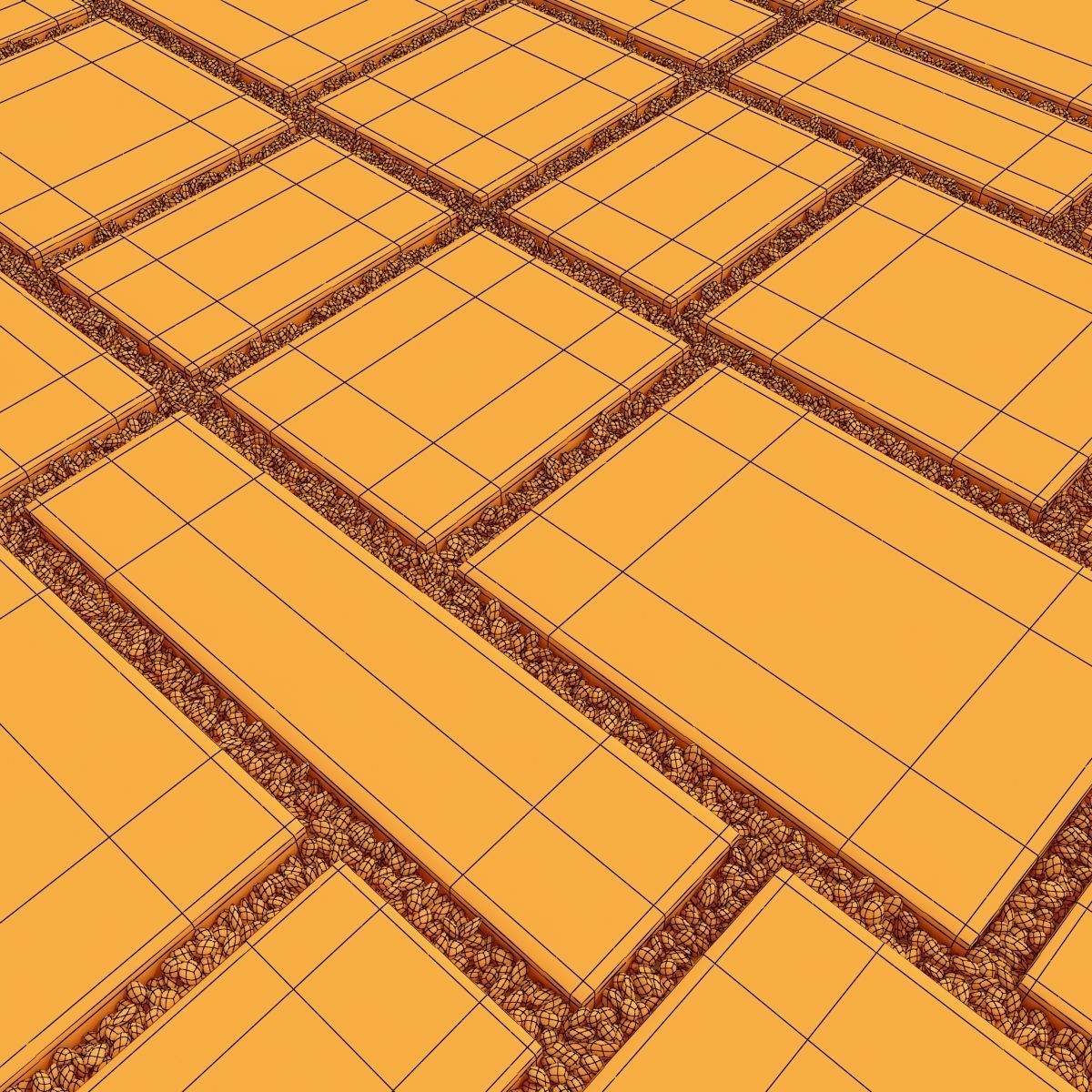 Paving tile pebble low oval n5 3D model_14