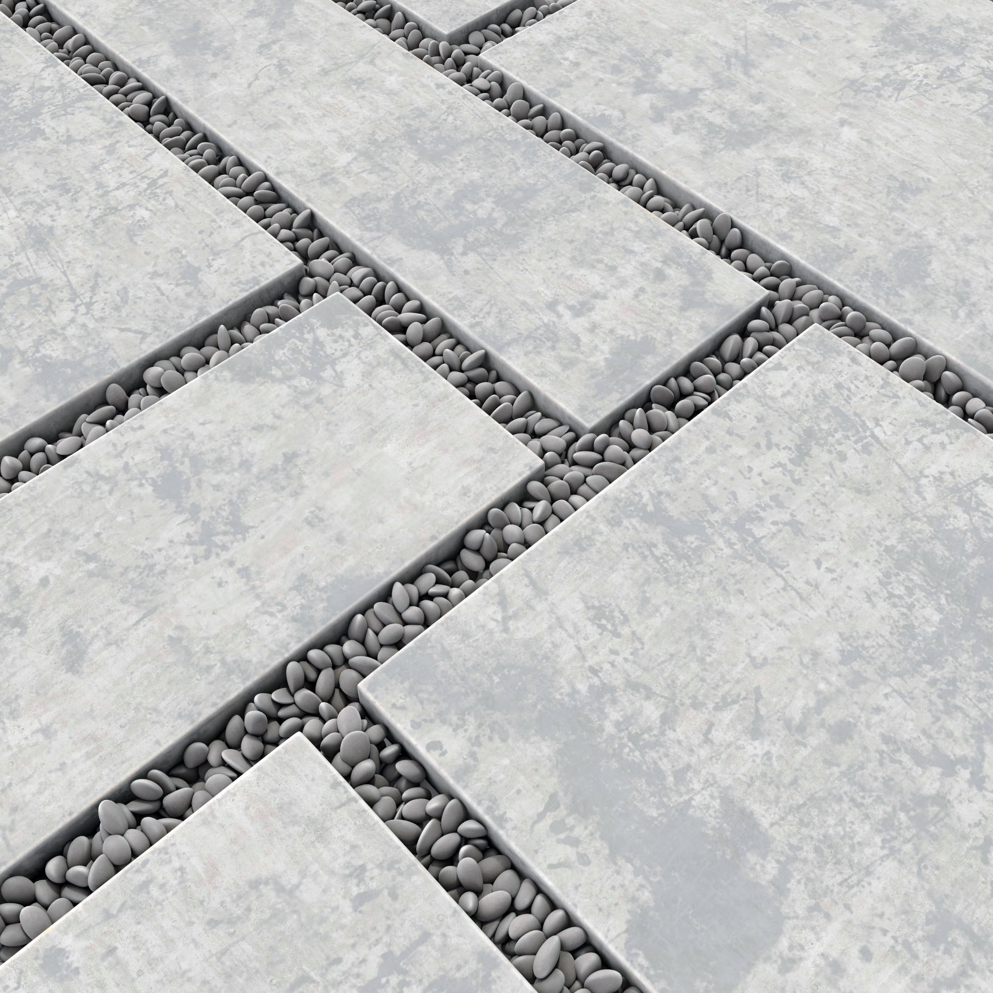 Paving tile pebble low oval n5 3D model_5