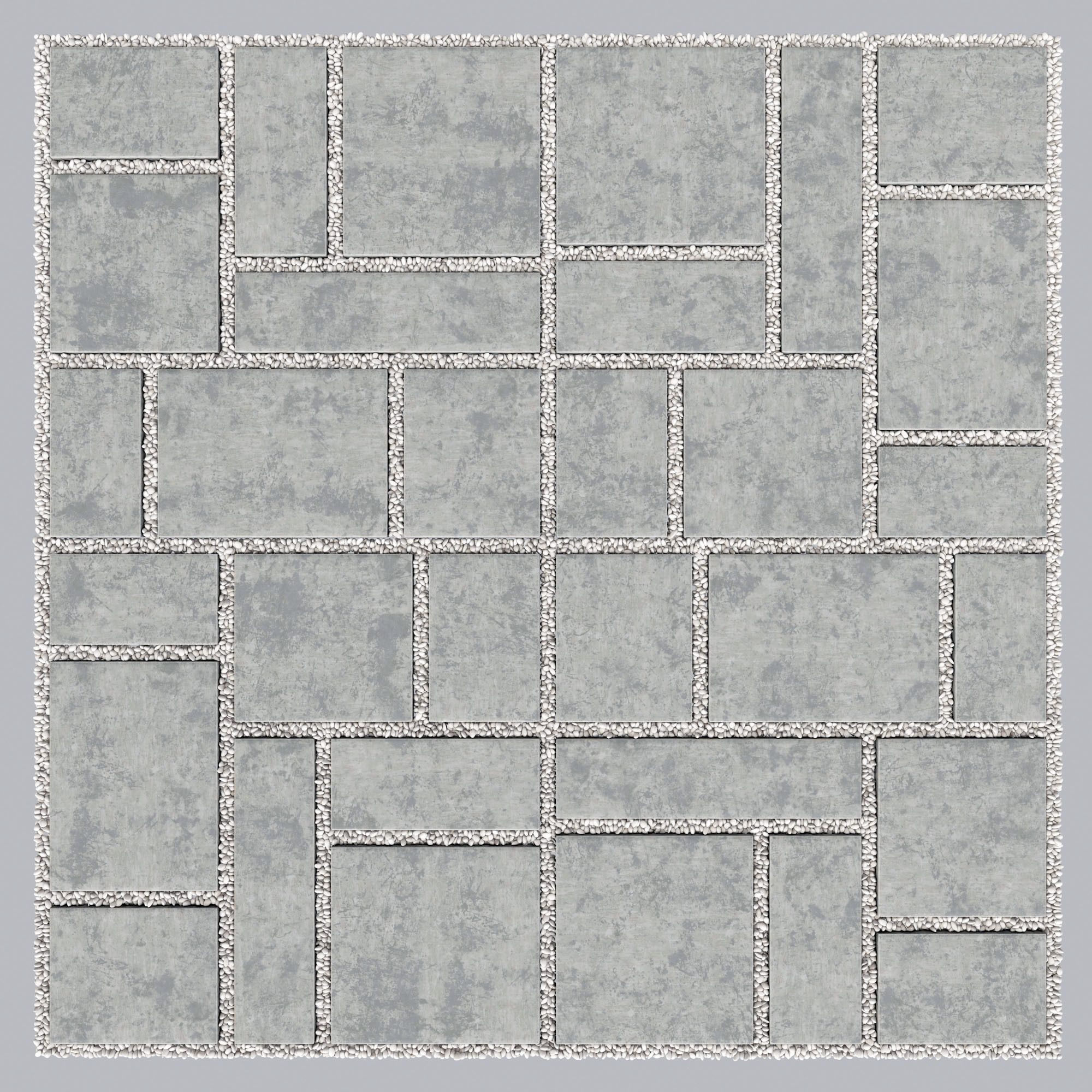 Paving tile pebble low oval n5 3D model_4