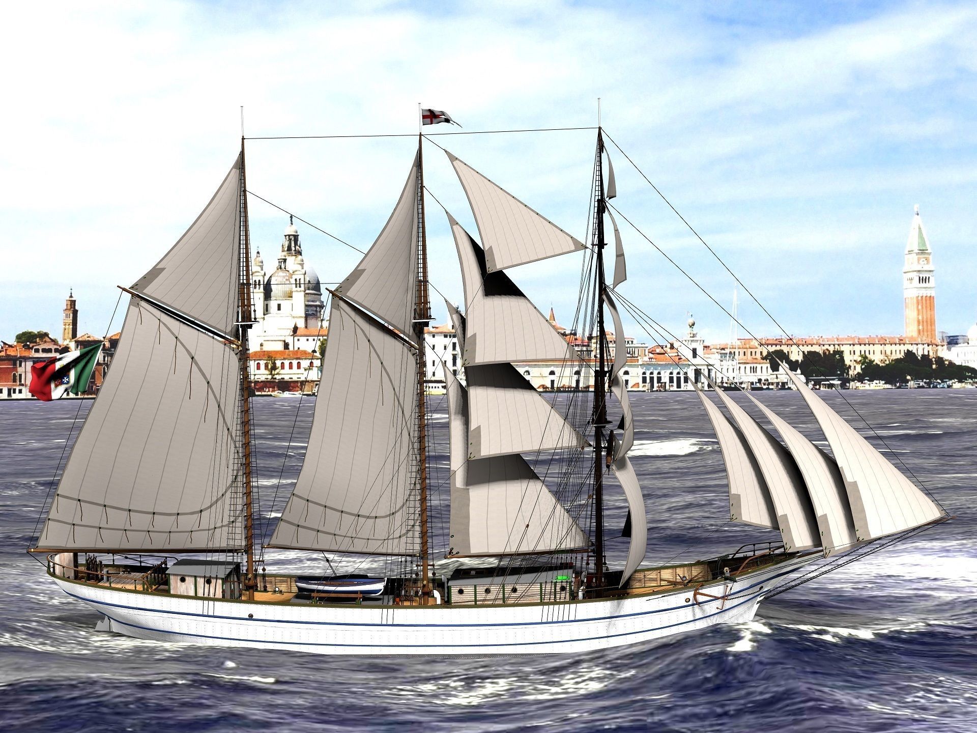 Brig - Barquetine Fidente 1920 3D model_1