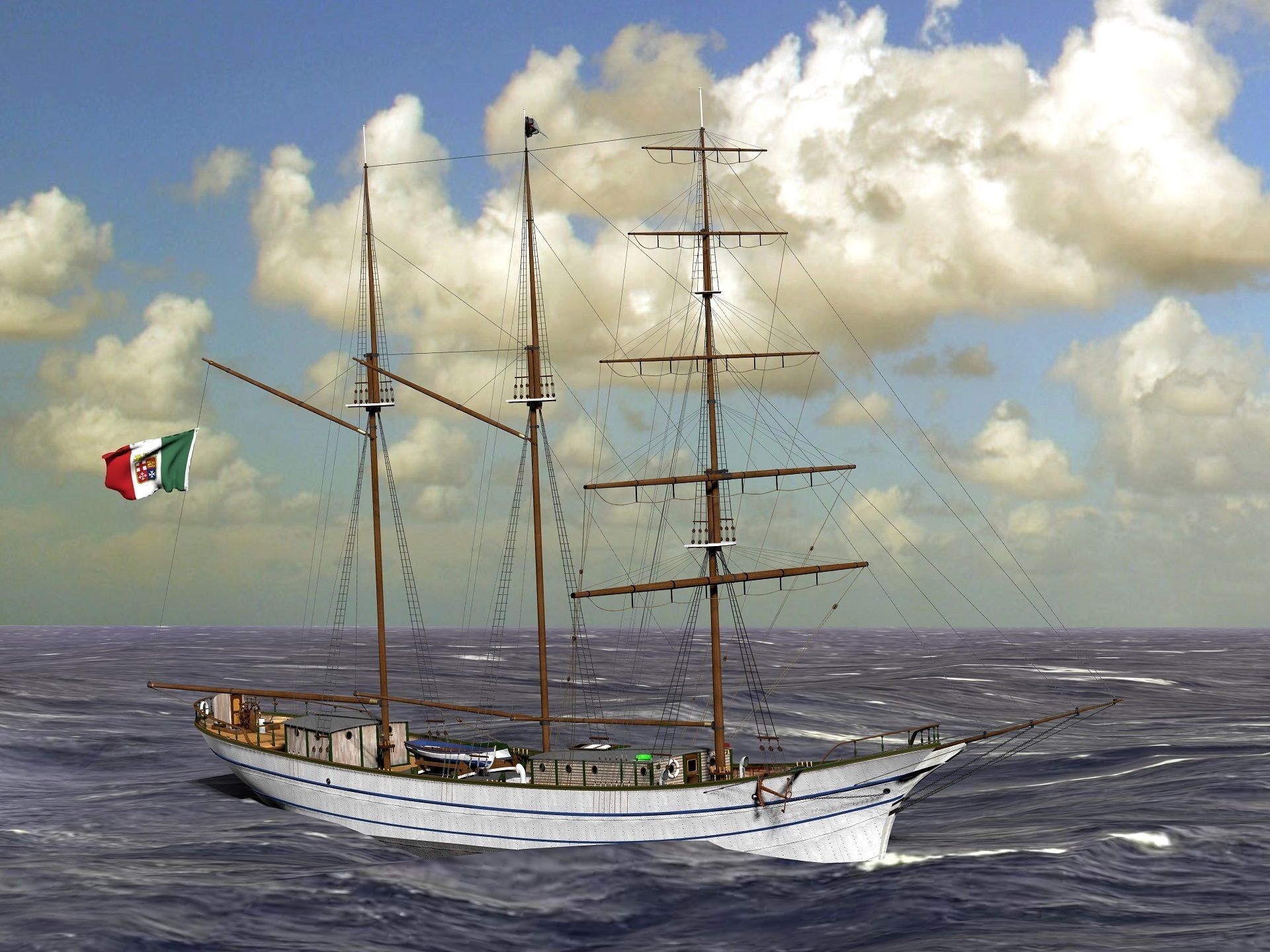 Brig - Barquetine Fidente 1920 3D model_15