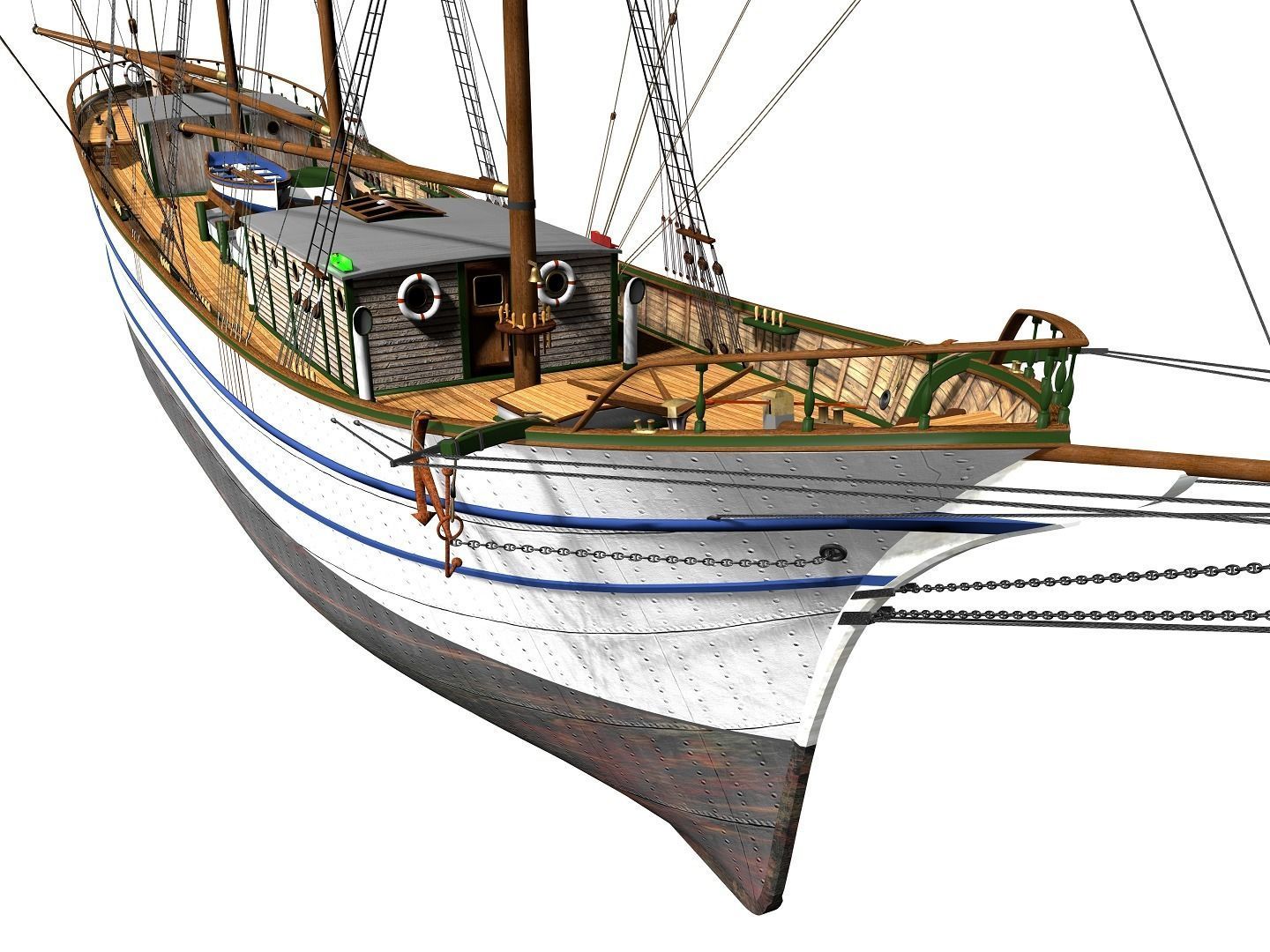 Brig - Barquetine Fidente 1920 3D model_3