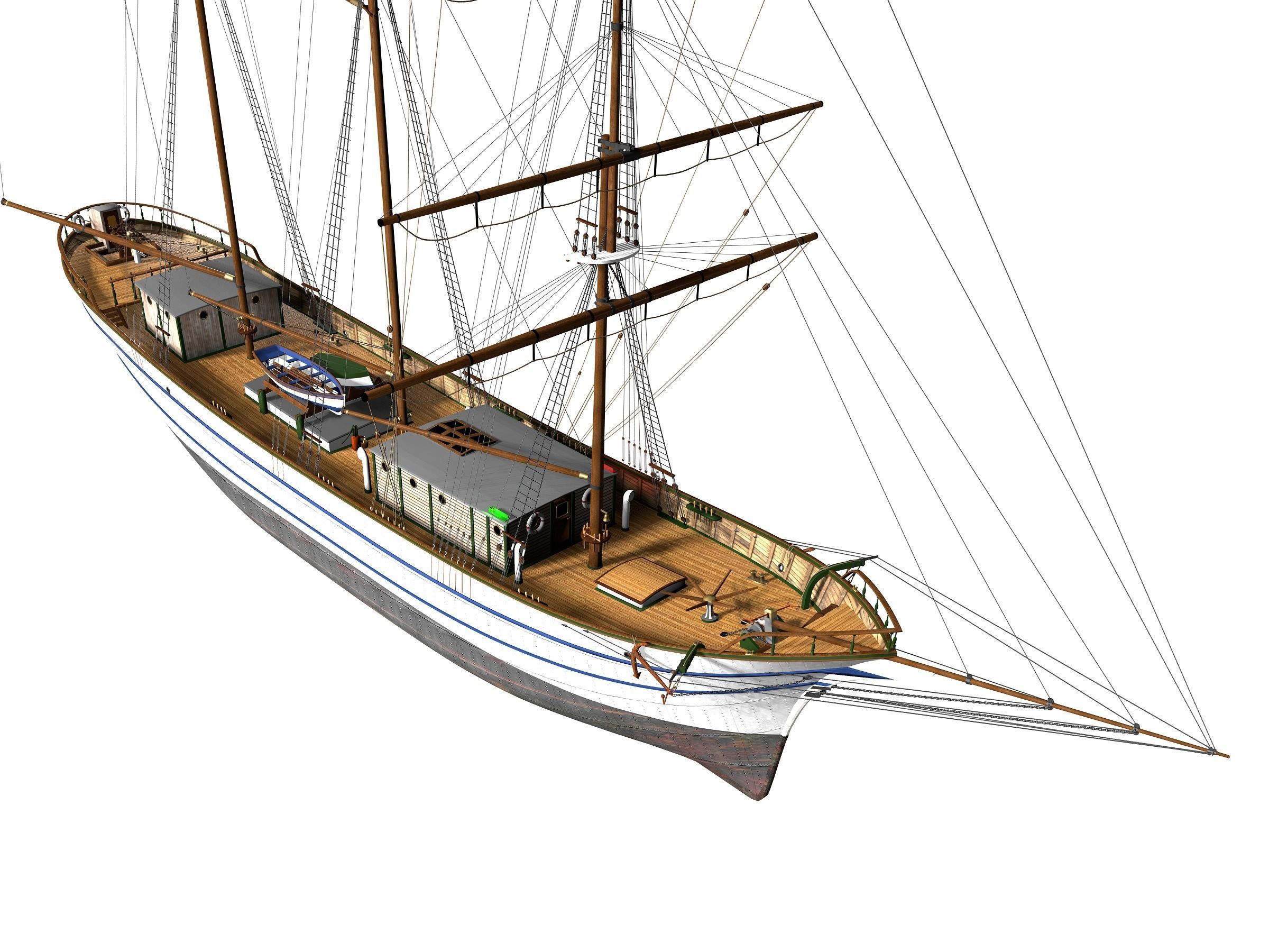 Brig - Barquetine Fidente 1920 3D model_10